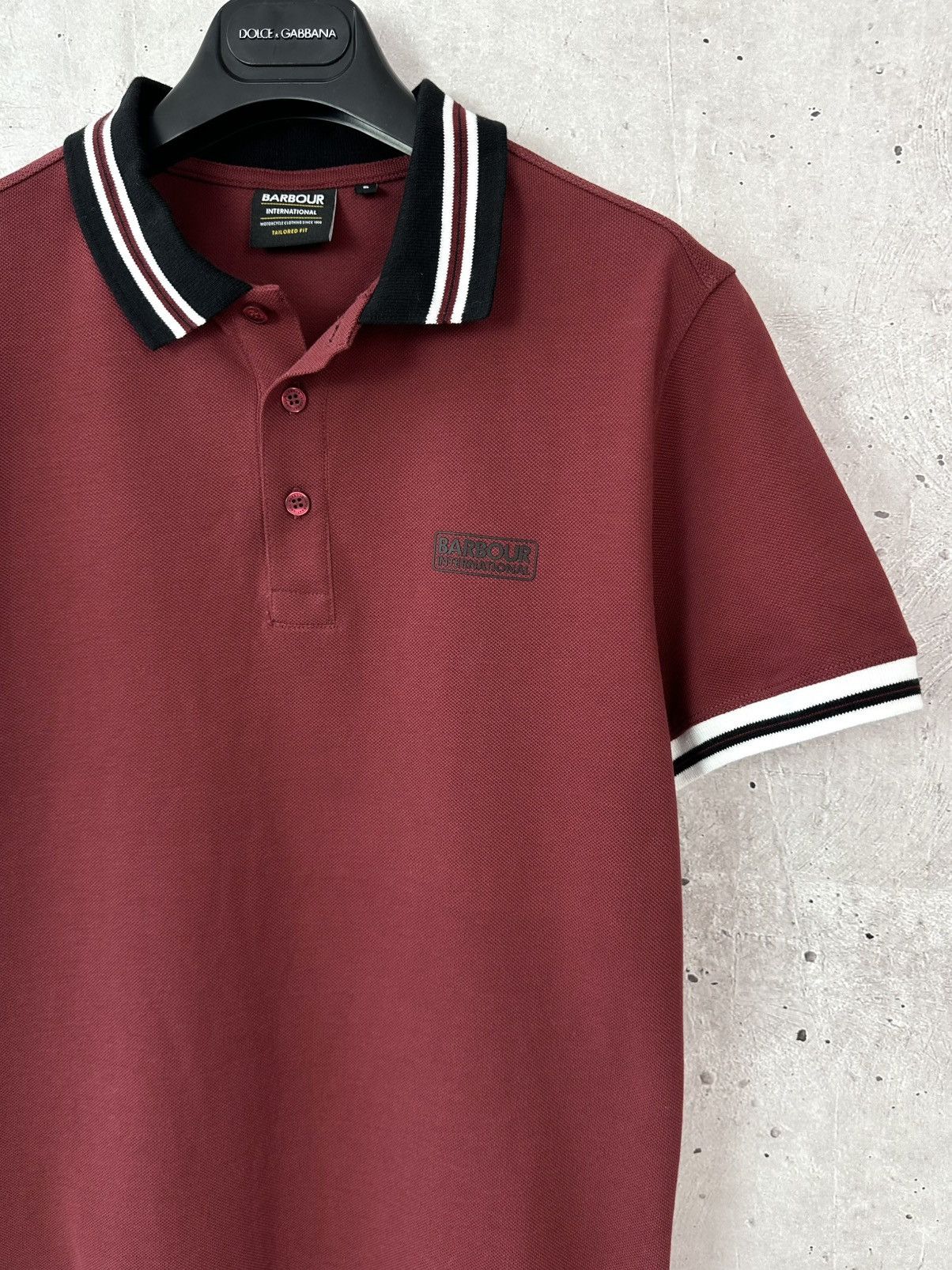 Barbour Barbour International Tailored Fit Burgundy Stripped Polo Size US S / EU 44-46 / 1 - 3 Thumbnail