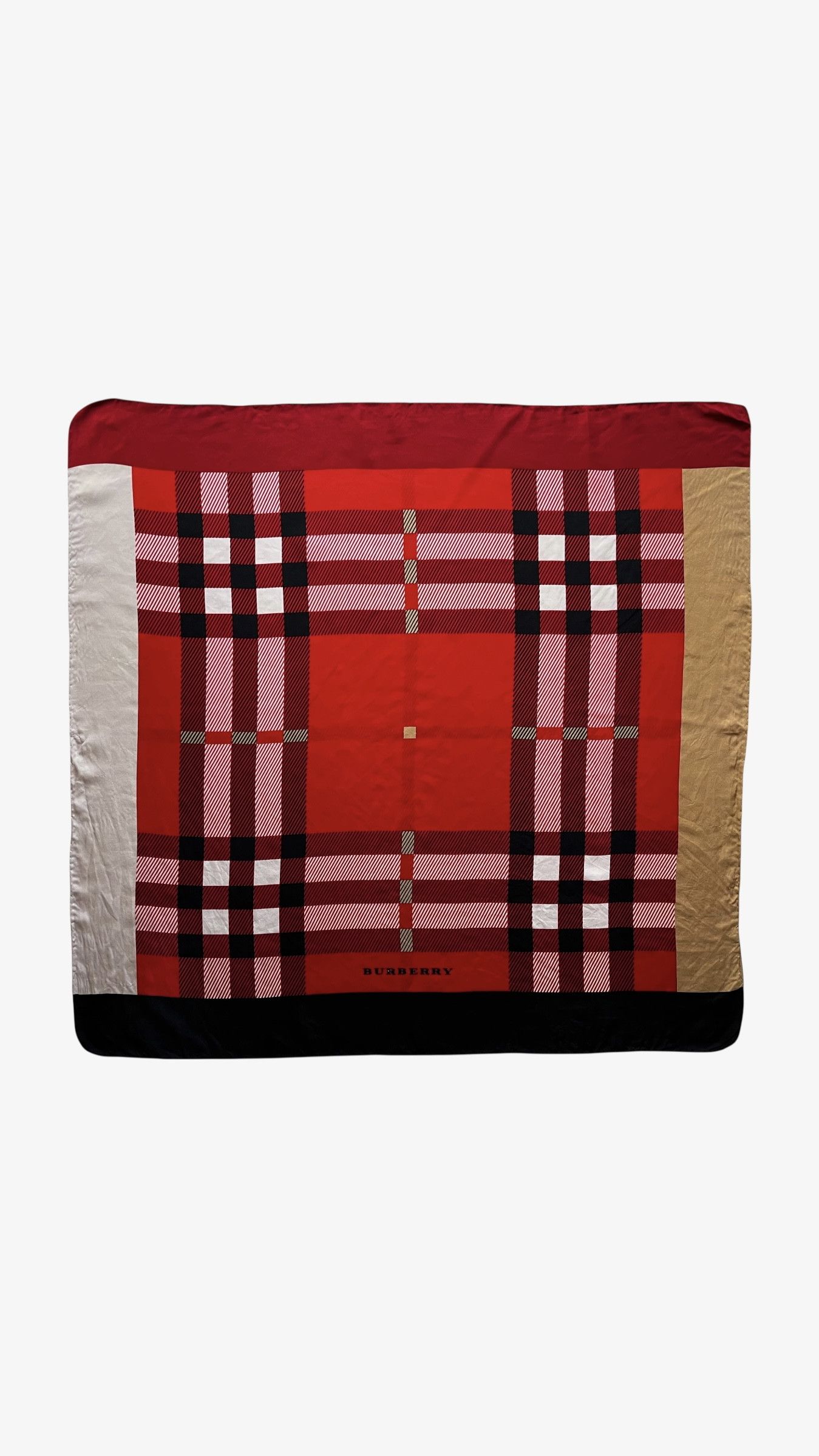 Burberry Vintage 90s Burberry Red Nova Check Print Silk Scarf Size ONE SIZE - 1 Thumbnail