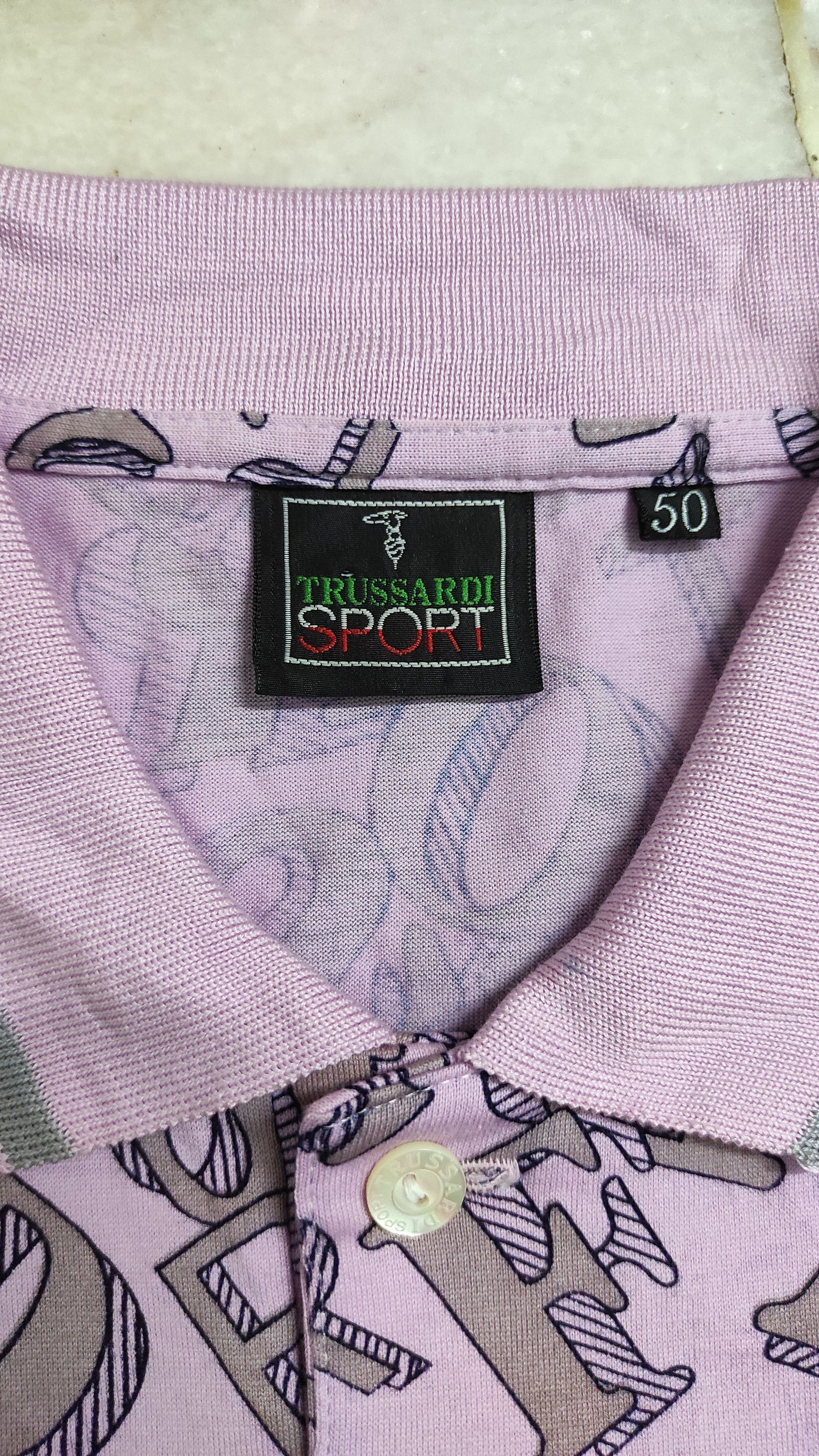 Trussardi SS90's TRUSSARDI SPORT OVP MONOGRAM POLO'S SHIRT Size US M / EU 48-50 / 2 - 4 Thumbnail