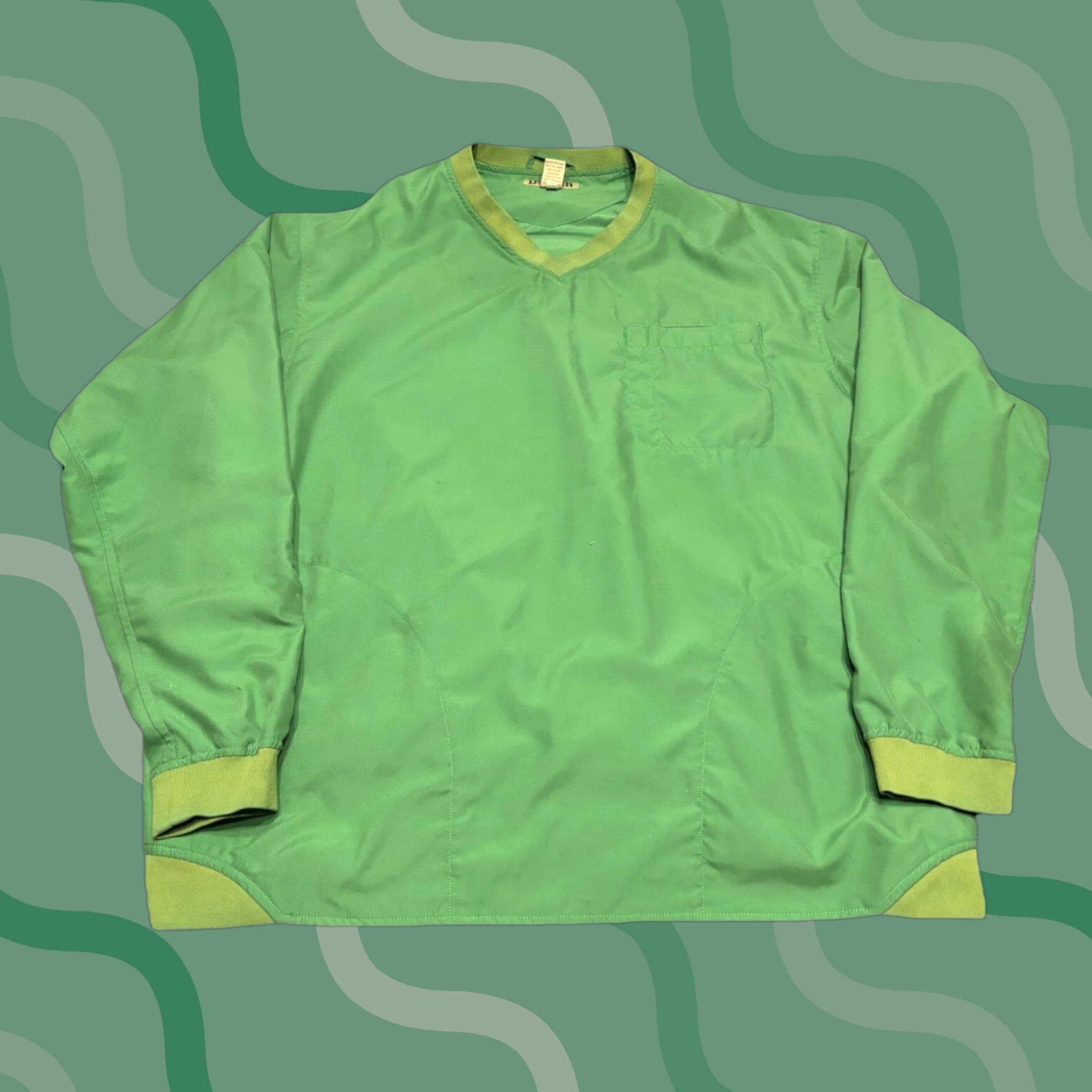 Vintage Duluth Golf Jacket Mens 2XLT Tall V Neck Pullover Windbreaker Solid Green Lightweight Lined Polyester Softshell Outdoor Casual Spring Fall Winter Size US XXL / EU 58 / 5 - 1 Thumbnail