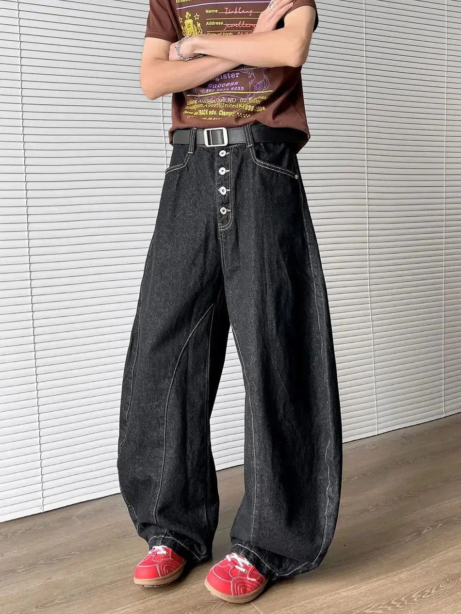 Japanese Brand Retro loose straight leg wide leg jeans Size US 32 / EU 48 - 2 Thumbnail