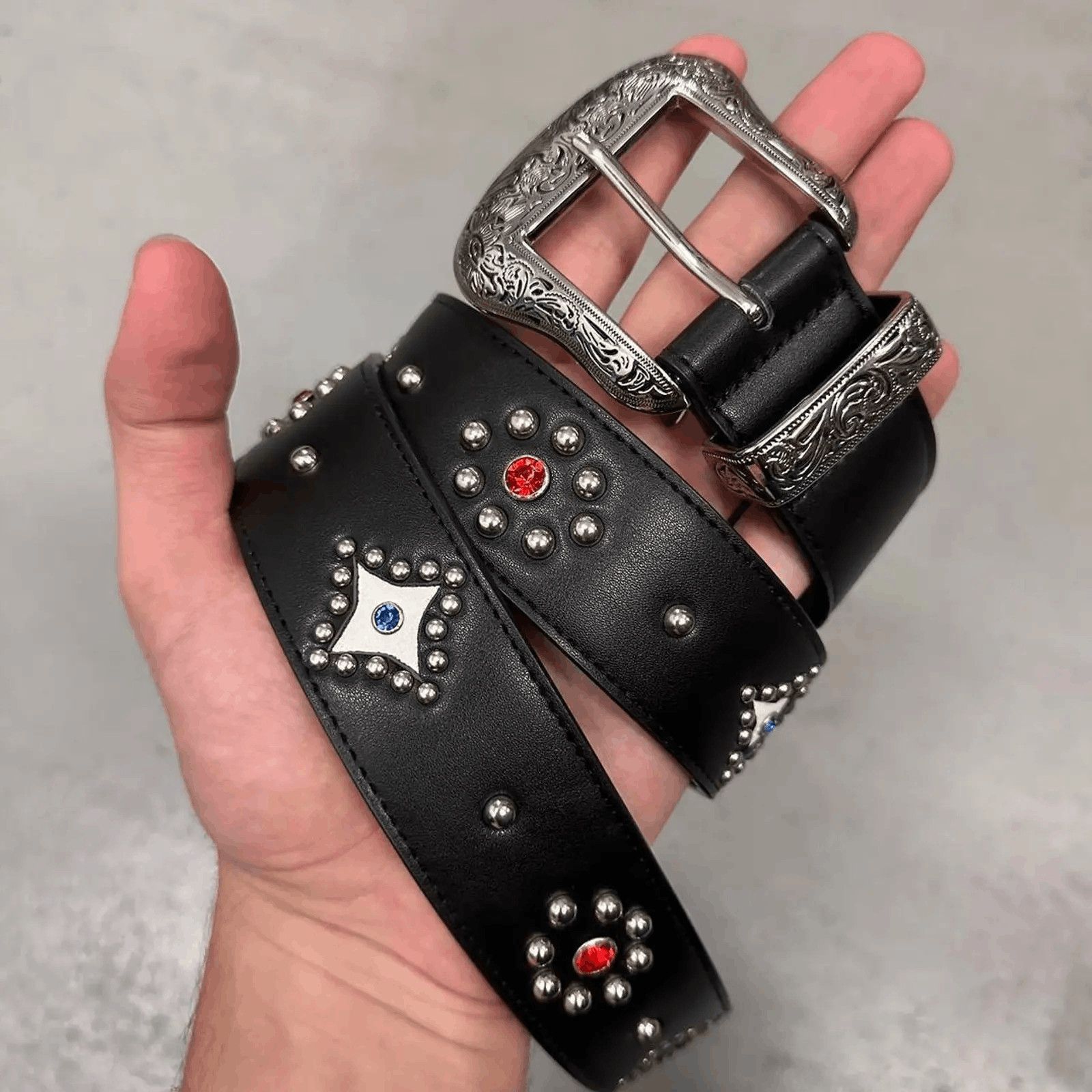 Other Black studded western style belt Size 34 - 5 Thumbnail