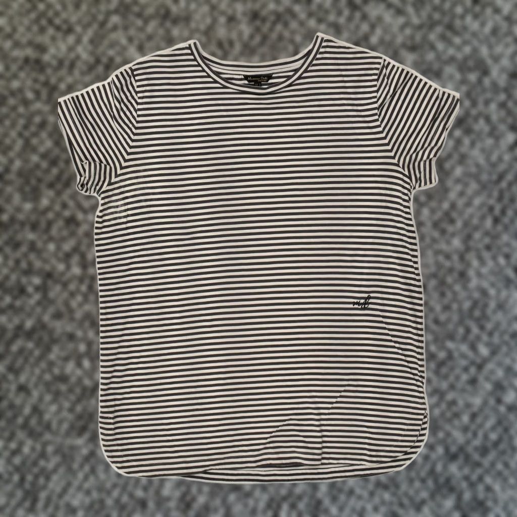 Massimo Dutti MASSIMO DUTTI Womens T-Shirt Loose Fit Small Navy Blue Striped Size S / US 4 / IT 40 - 1 Thumbnail