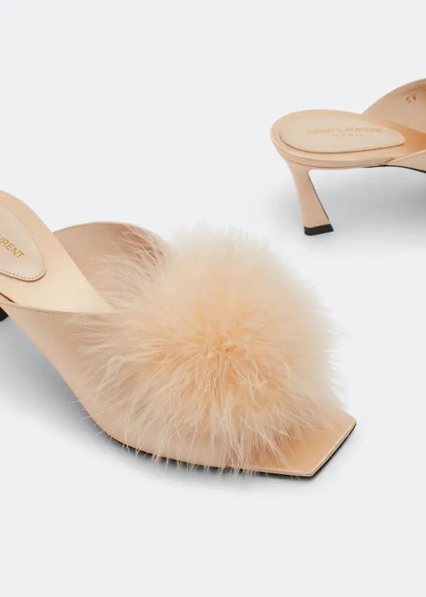 Saint Laurent Paris o1b1hav110824 Mae Mules in Beige Size US 6.5 / IT 36.5 - 4 Thumbnail