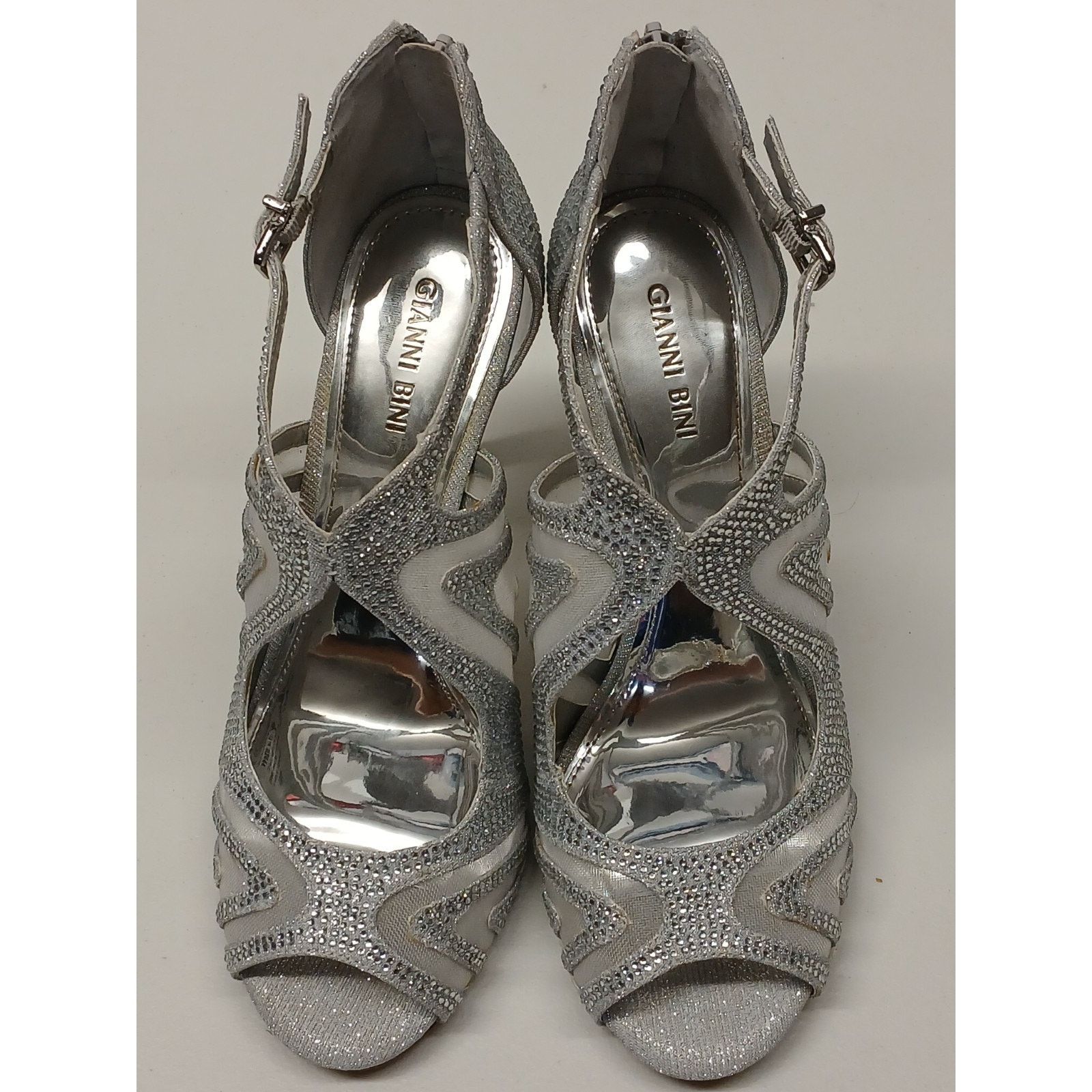 Other Gianni Bini (10M) Silver Rhinestone Stiletto High Heels Size US 10 / IT 40 - 5 Thumbnail