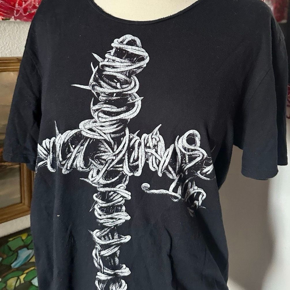 Hot Topic rude hot topic black gray cross shirt Size M / US 6-8 / IT 42-44 - 2 Thumbnail