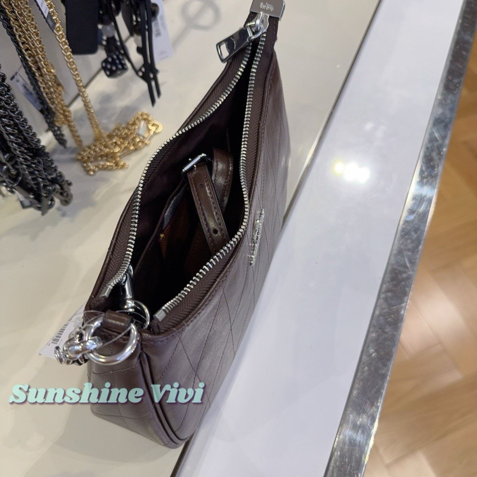 Coach NWT Coach Teri Shoulder Bag With Quilting CDP32 Silver/Maple Size ONE SIZE - 3 Thumbnail