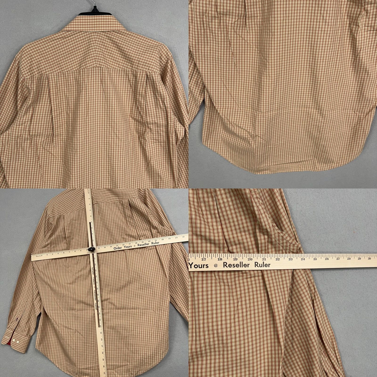 J.McLaughlin J McLaughlin Shirt Mens Medium Tan Red Plaid Dressy Office Button-Up Long Sleeve Casual Preppy Size US M / EU 48-50 / 2 - 8 Thumbnail