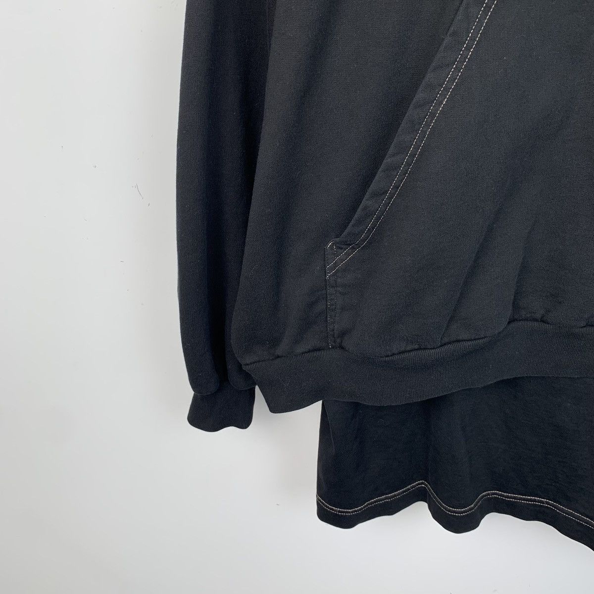 Balenciaga Balenciaga Black Logo Hooded Fake Two-piece Sweatshirt Size US L / EU 52-54 / 3 - 4 Thumbnail