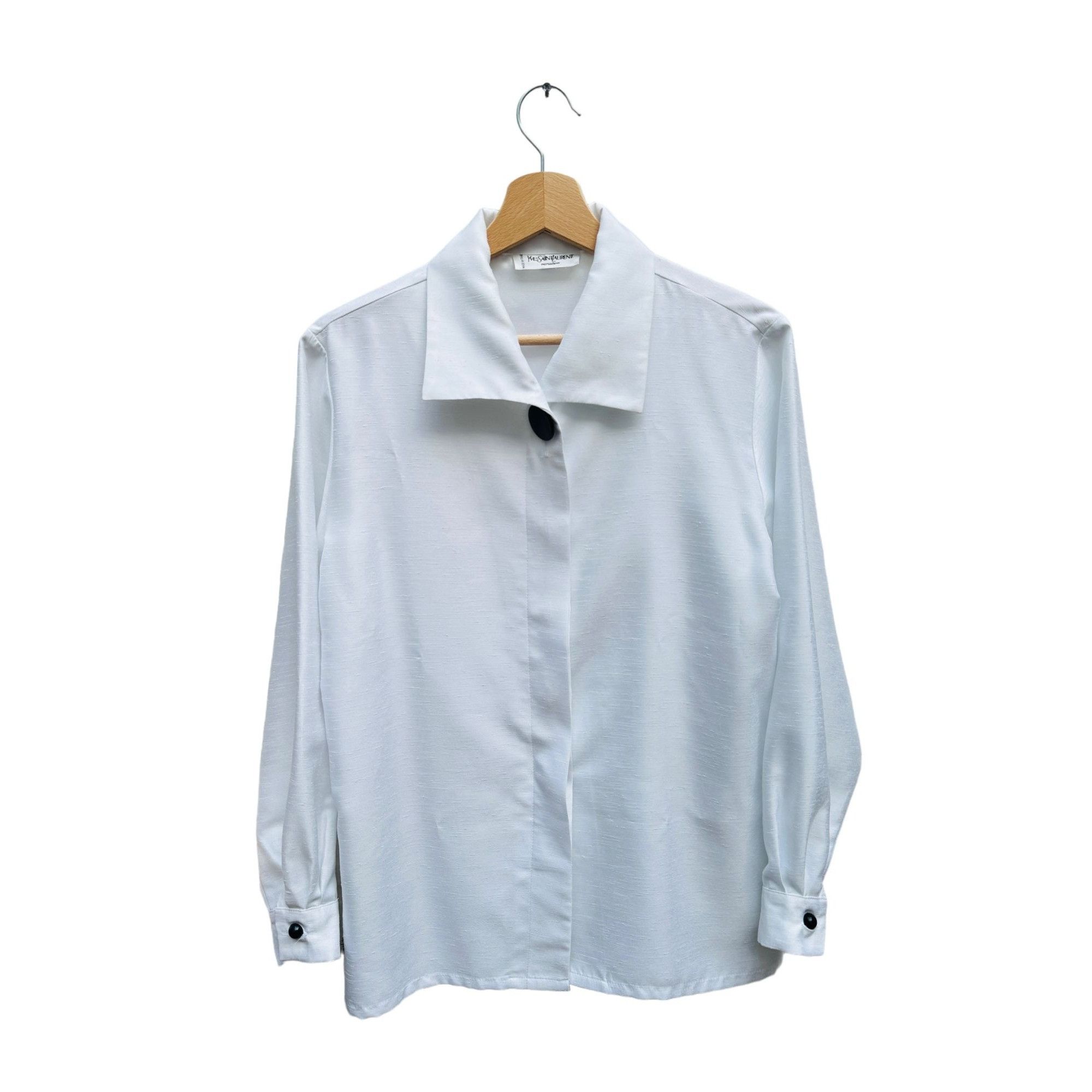 image of YVES Saint Laurent Vintage White Silk Shirt, Women's (Size Medium)