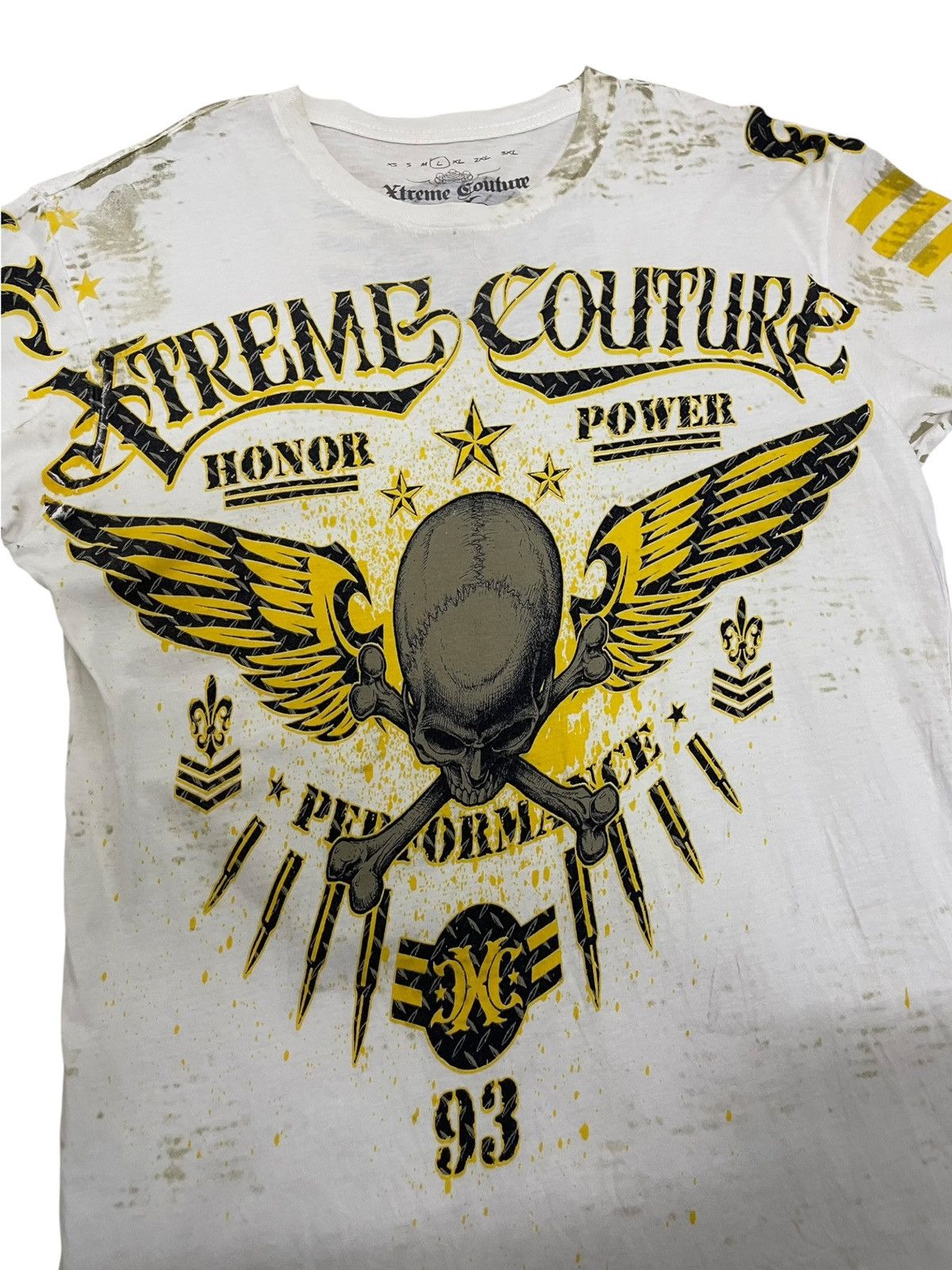 Affliction Y2K Xtreme Couture “Honor & Power” Skull Wings Grunge Tee Size US L / EU 52-54 / 3 - 3 Thumbnail