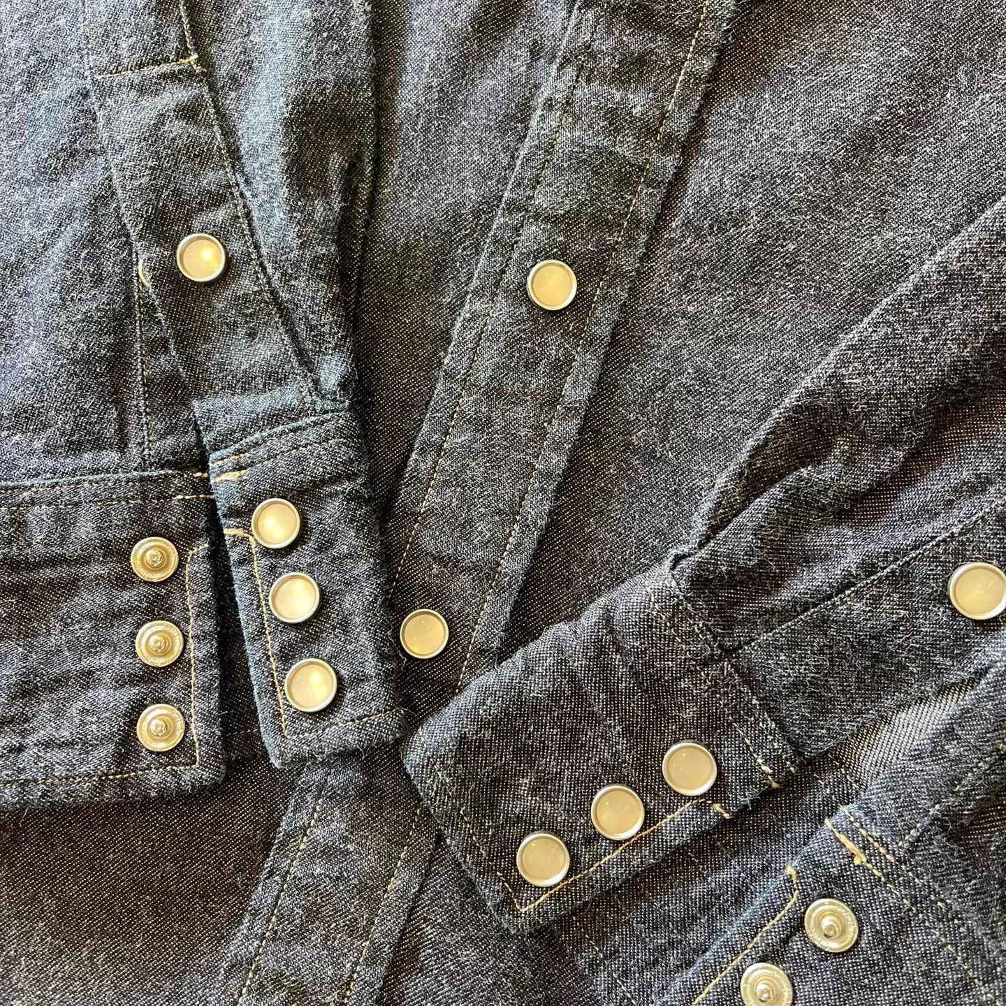RRL Ralph Lauren RRL Thick Natural Wash Denim Shirt S (Bull Silver Button) Size US S / EU 44-46 / 1 - 5 Thumbnail