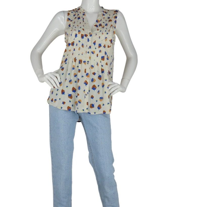 Other Anthropologie Maeve Fragola Ruffle Strawberry Top Size S / US 4 / IT 40 - 1 Thumbnail
