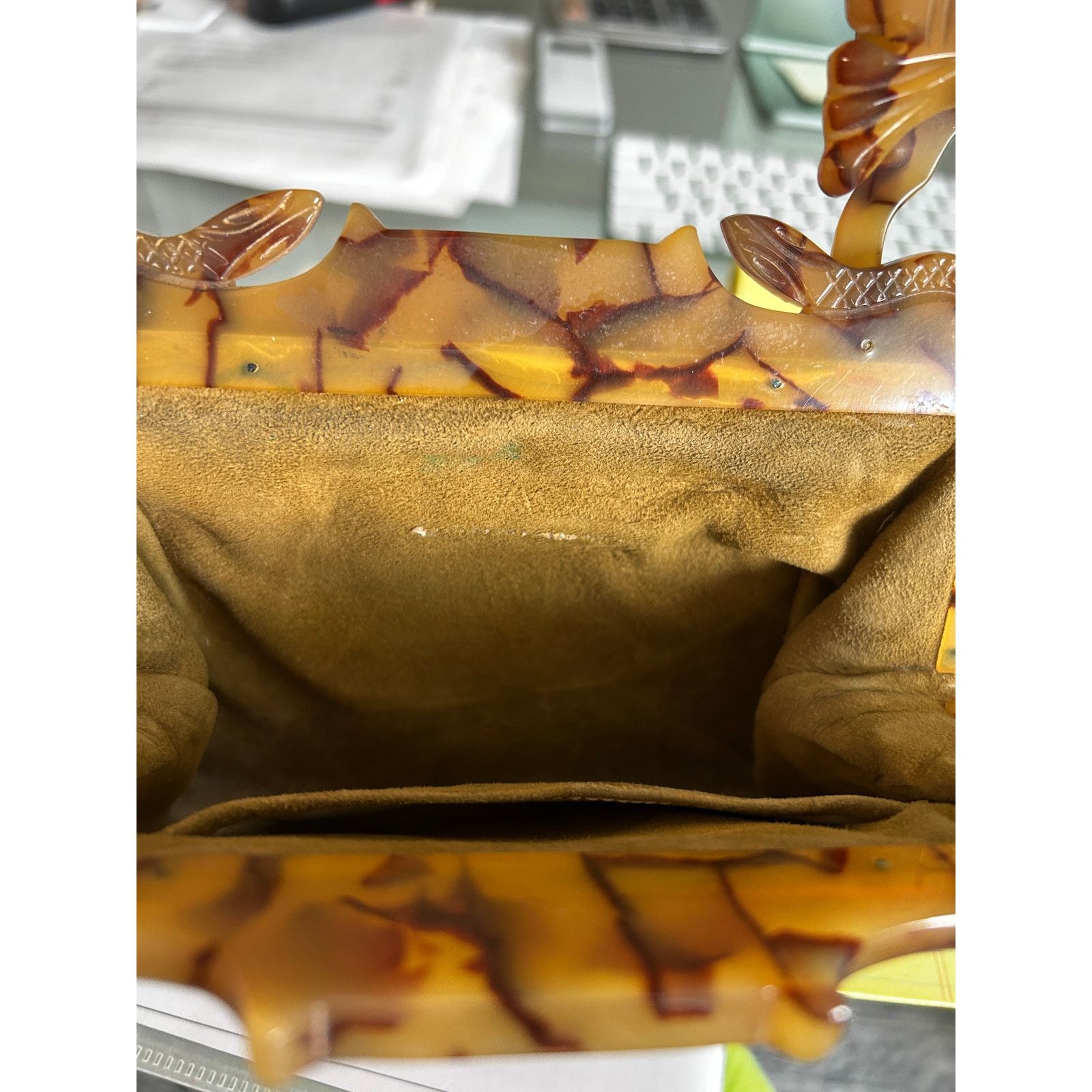 Vintage Vintage butterscotch bakelite frame Alligator hornback purse Size ONE SIZE - 13 Thumbnail
