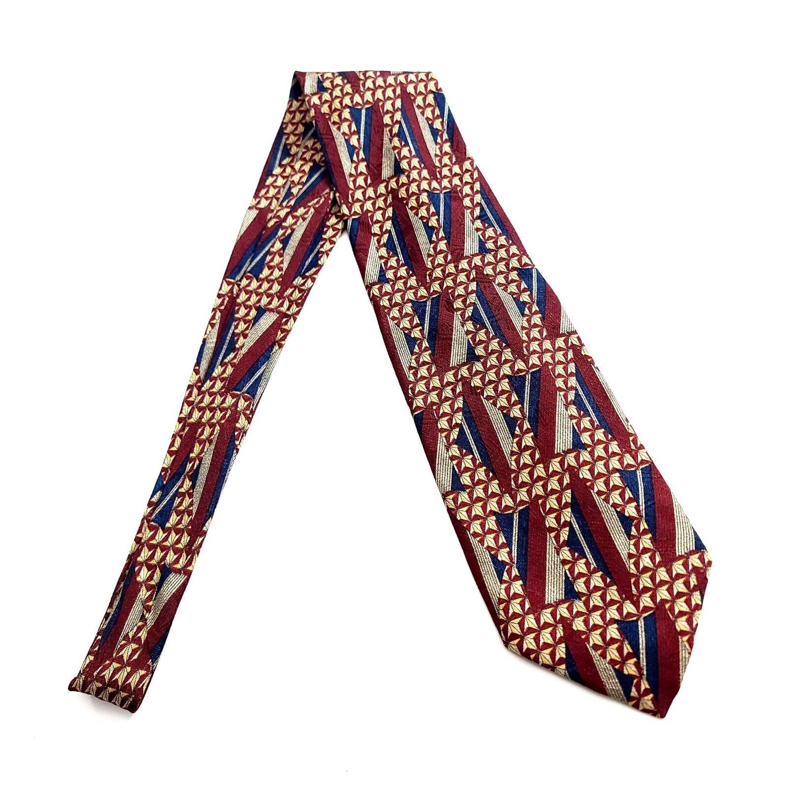 XMI Platinum XMI Red Blue Abstract Jacquard Print Wide Silk Tie Size ONE SIZE - 6 Thumbnail