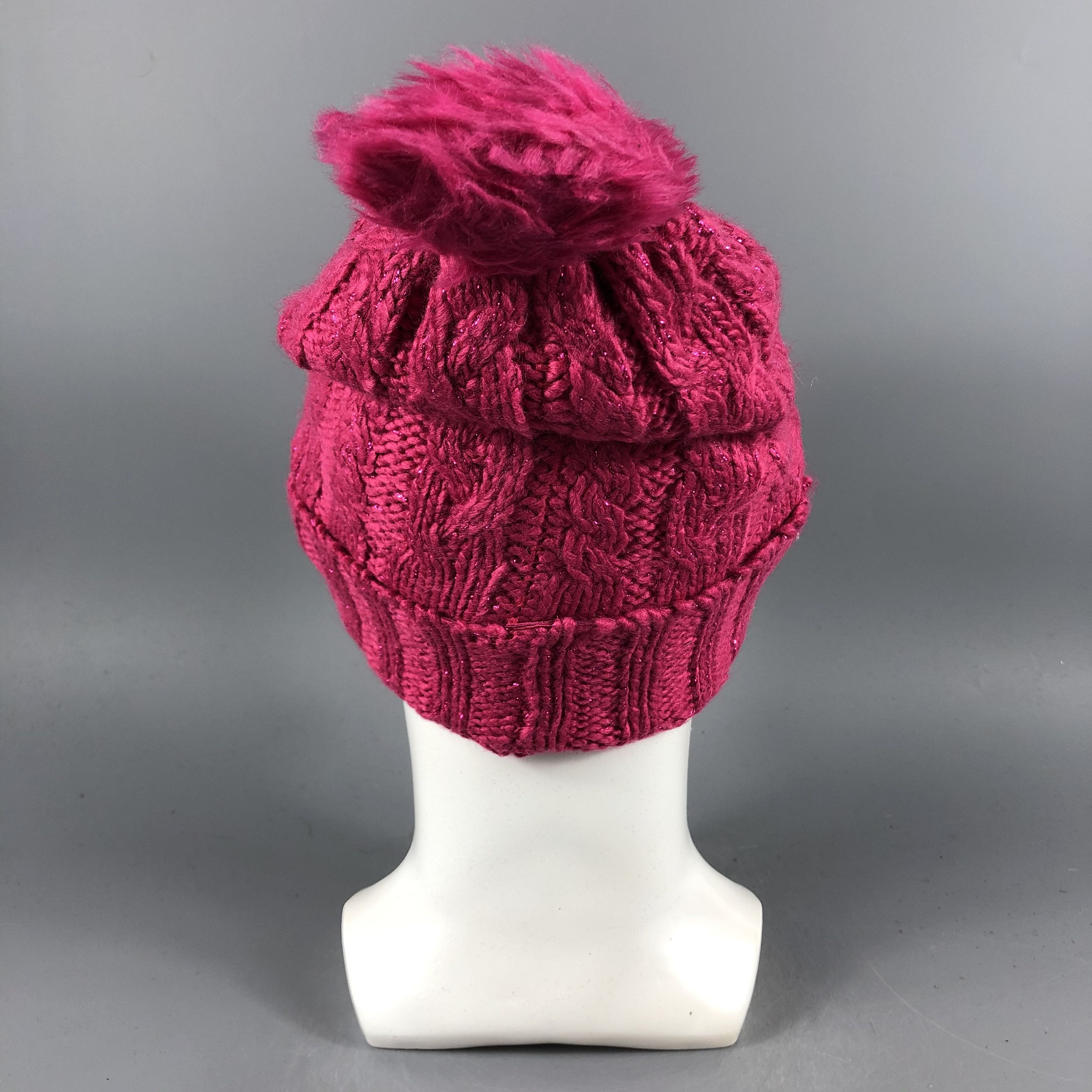 H&M × Vintage Womens H&M Cable Knit Pompom Beanie Snow Hat Snow Cap -D1216 Size ONE SIZE - 3 Thumbnail