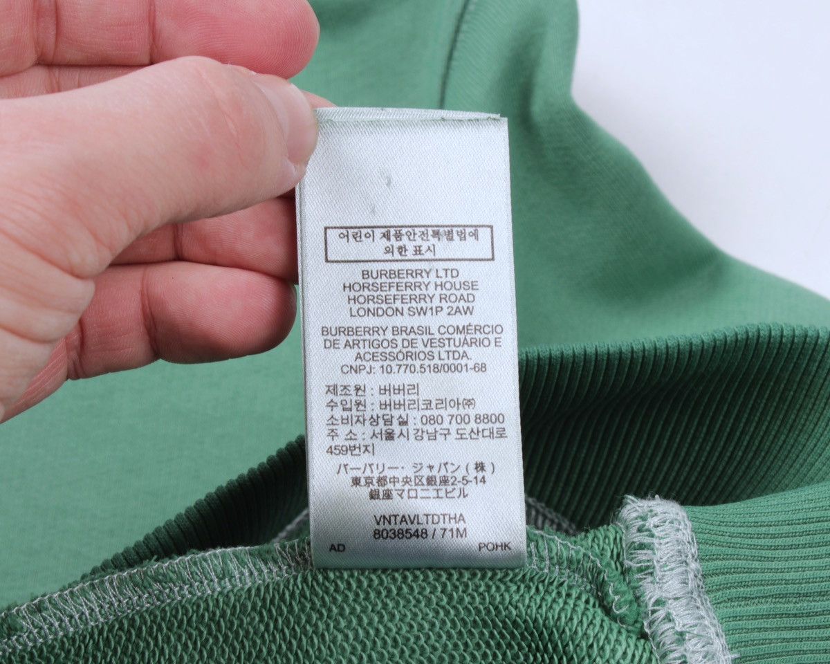 Burberry × Designer BURBERRY London England Big Logo Green Cotton Sweatshirt Size US XS / EU 42 / 0 - 21 Thumbnail