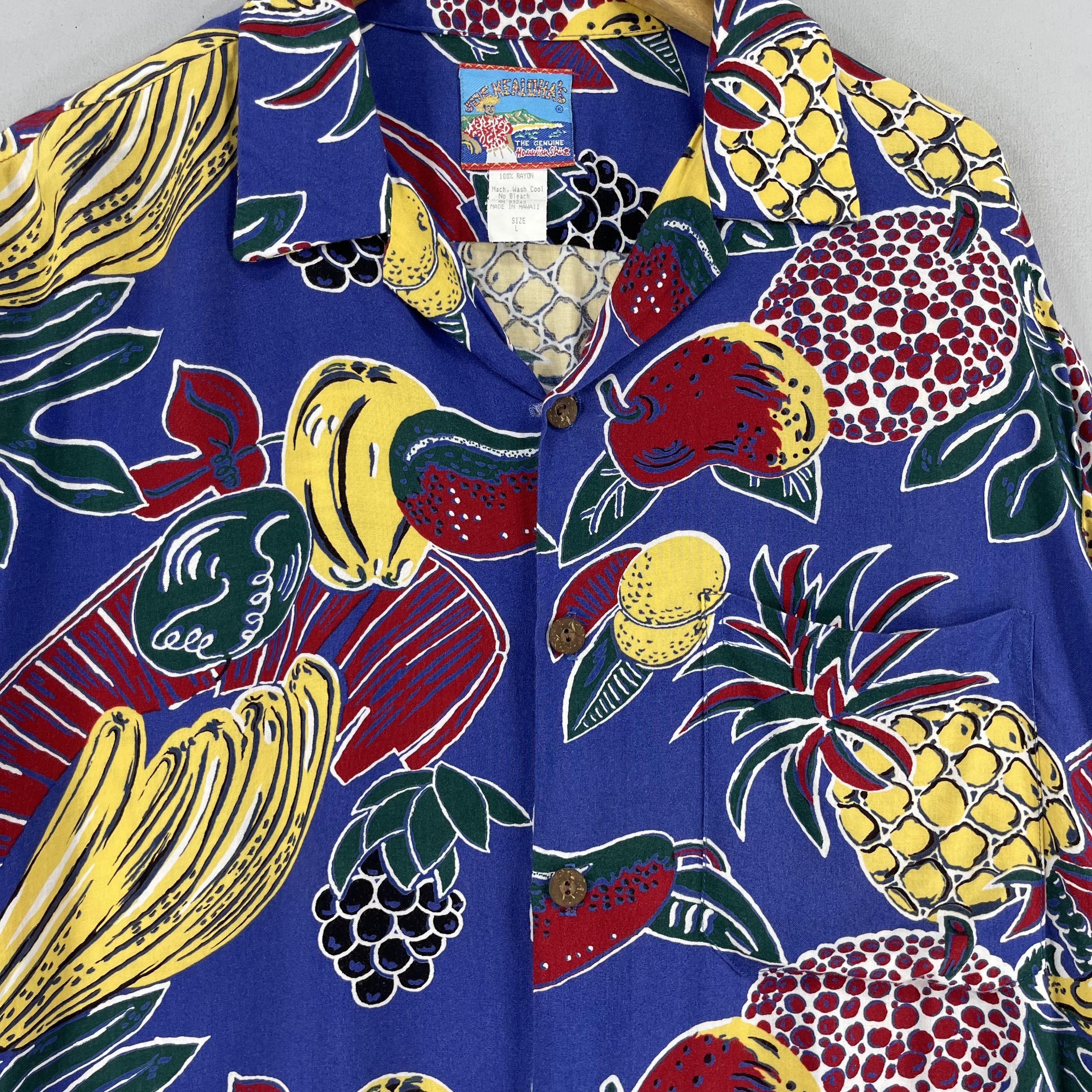 Vintage JOE KEALOHA Rayon Hawaii Tropical Mixed Fruits Motive Shirt Size US L / EU 52-54 / 3 - 2 Thumbnail