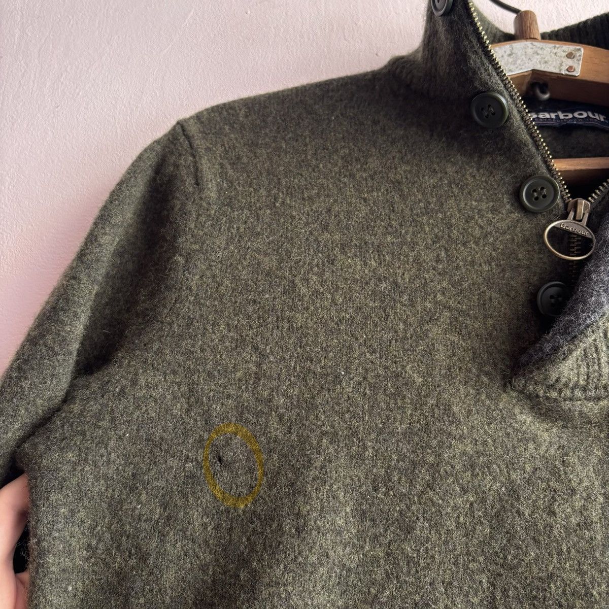 Barbour Vintage Barbour Essential Half Zip Wool Sweater Olive Green Size US M / EU 48-50 / 2 - 7 Thumbnail