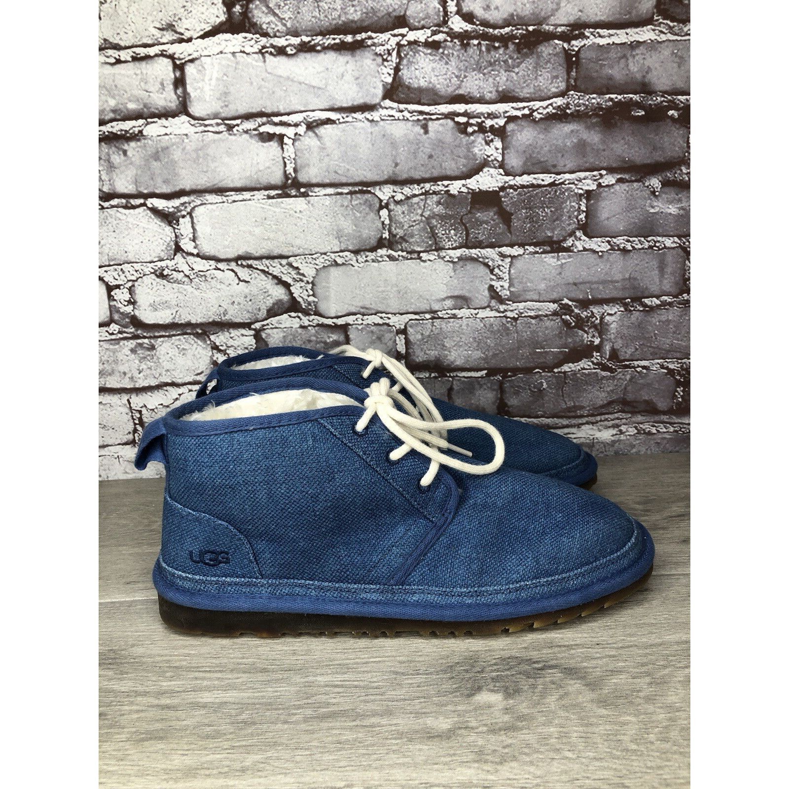 Ugg UGG Neumel Blue Fabric Fur WHT Lace Up Chukka Boots Men Sz 4 Size US 10 / EU 43 - 17 Thumbnail