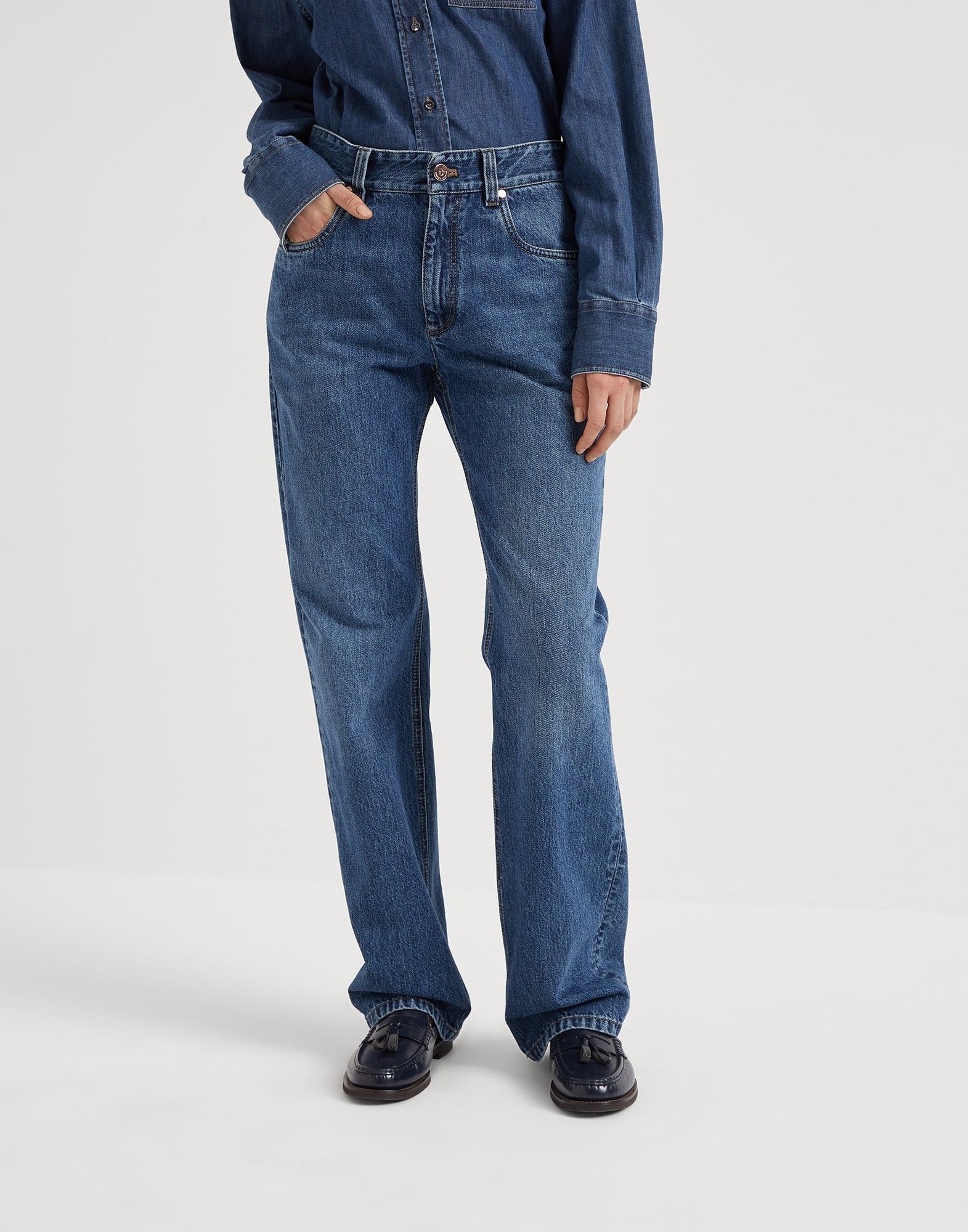 Brunello Cucinelli o1la1rc1a1025 Denim Pants in Blue Size 25" / US 0 / IT 36 - 1 Thumbnail