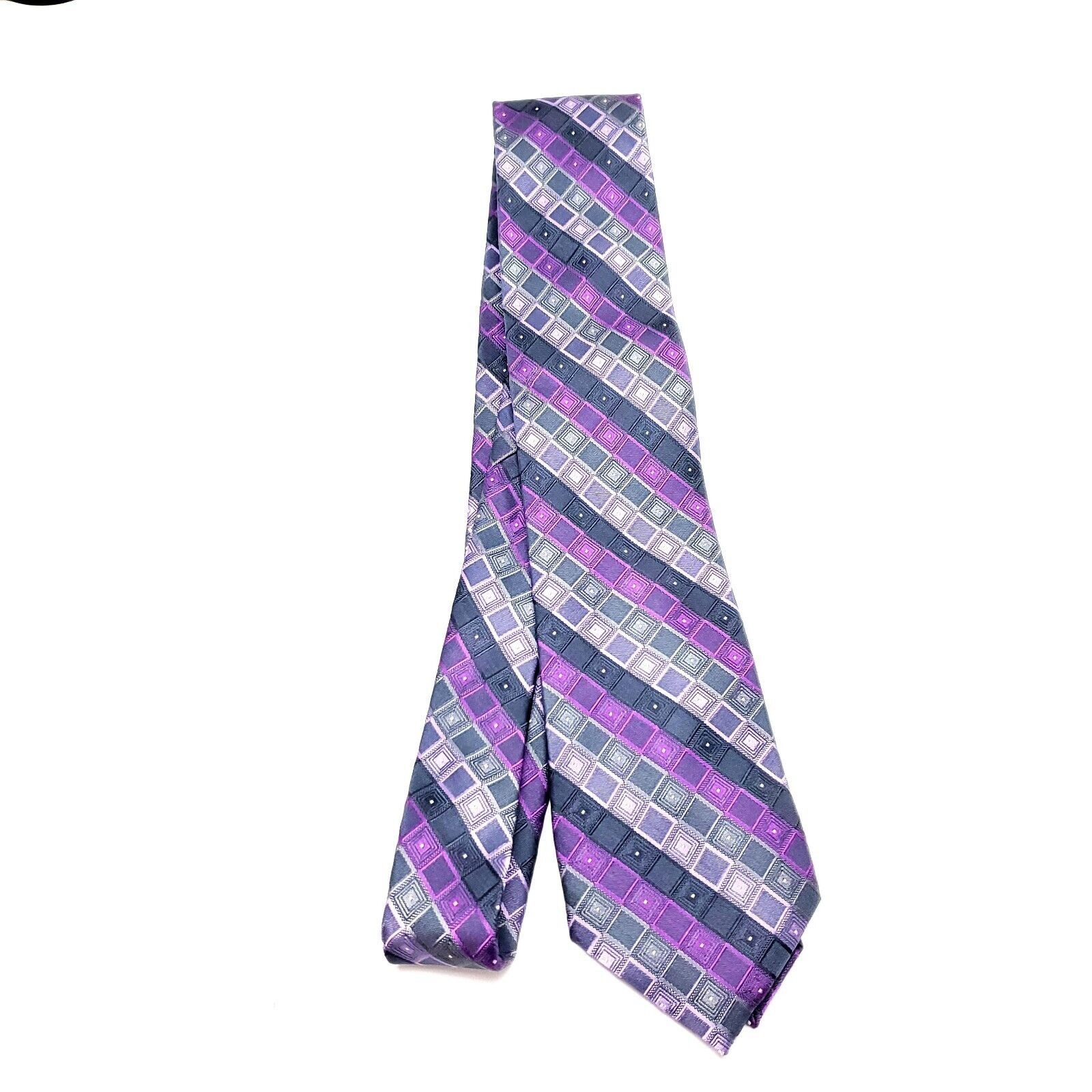 Calvin Klein Calvin Klein Multi Colored Silk Tie Woven Skinny Check Strip Size ONE SIZE - 6 Thumbnail