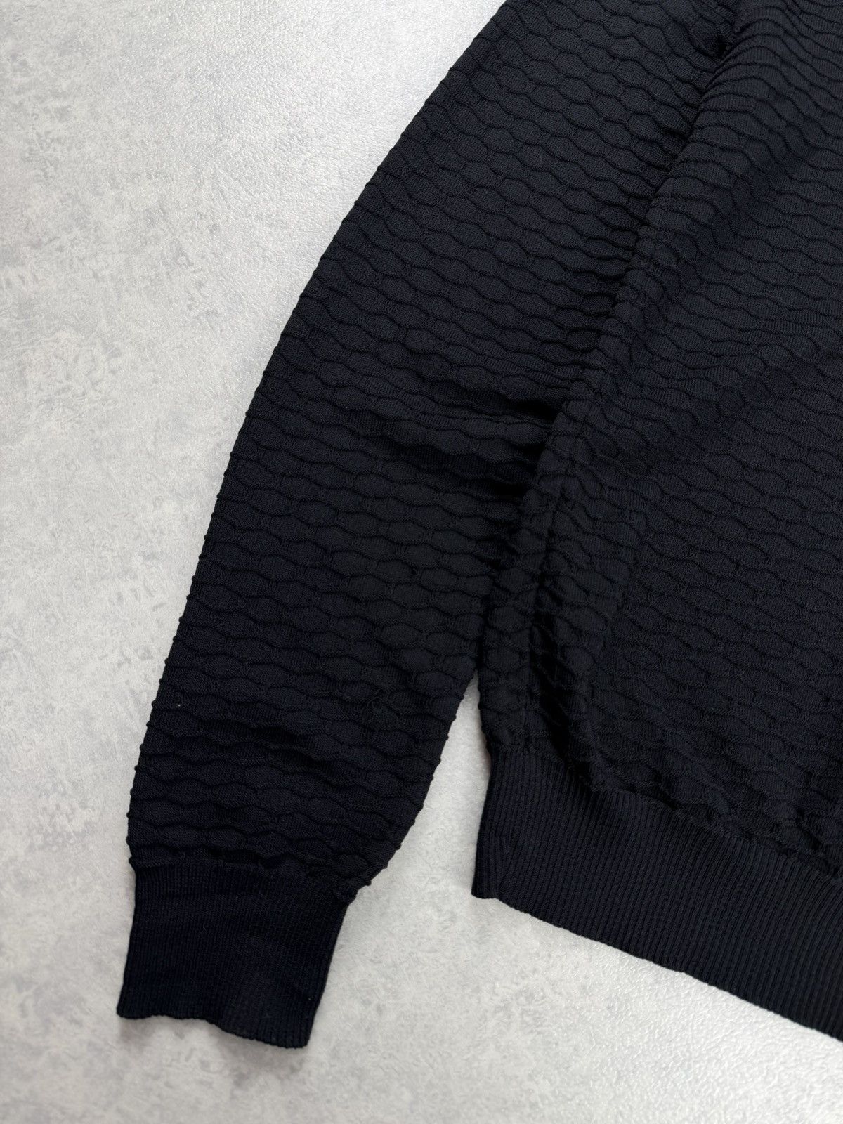 Emporio Armani Emporio Armani Textured Knit Polo Sweater Black Size 48 Size US M / EU 48-50 / 2 - 3 Thumbnail