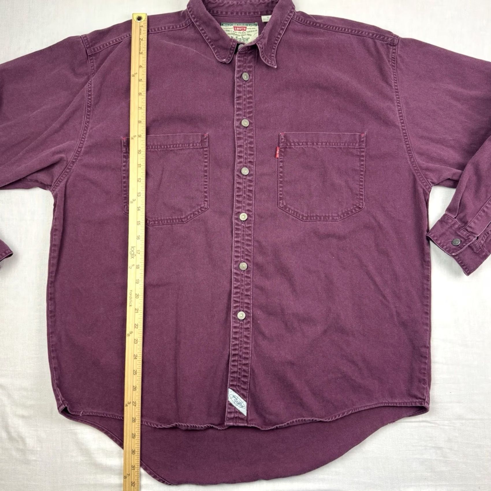 Levi's VINTAGE Levi's Button-Up Shirt Men XL Red 90s Cowboy Workwear Solid Cotton Collar Long Sleeve Button-Up Size US XL / EU 56 / 4 - 7 Thumbnail
