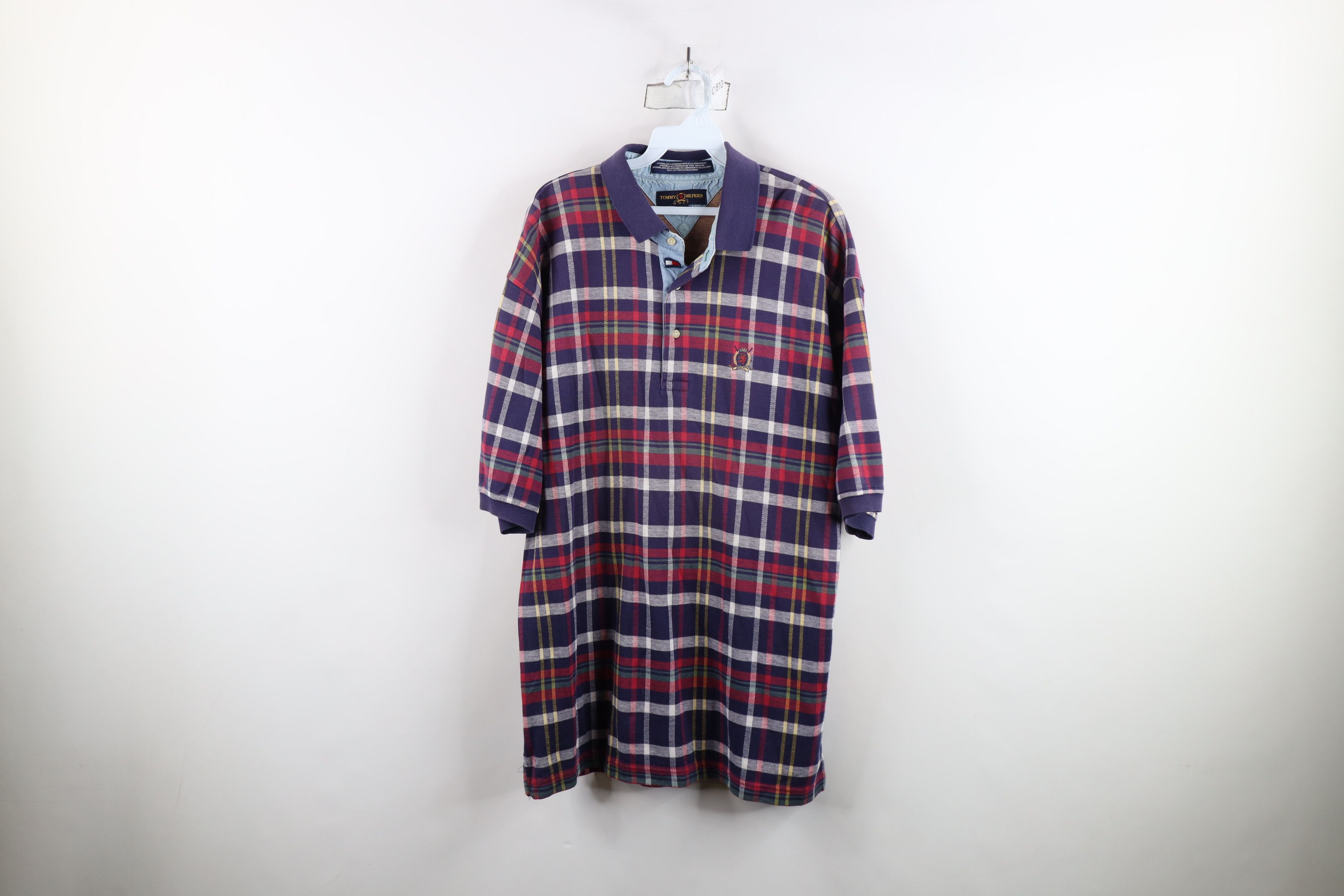 Tommy Hilfiger × Vintage Vintage 90s Tommy Hilfiger Golf Rainbow Plaid Polo Shirt Size US XL / EU 56 / 4 - 1 Thumbnail