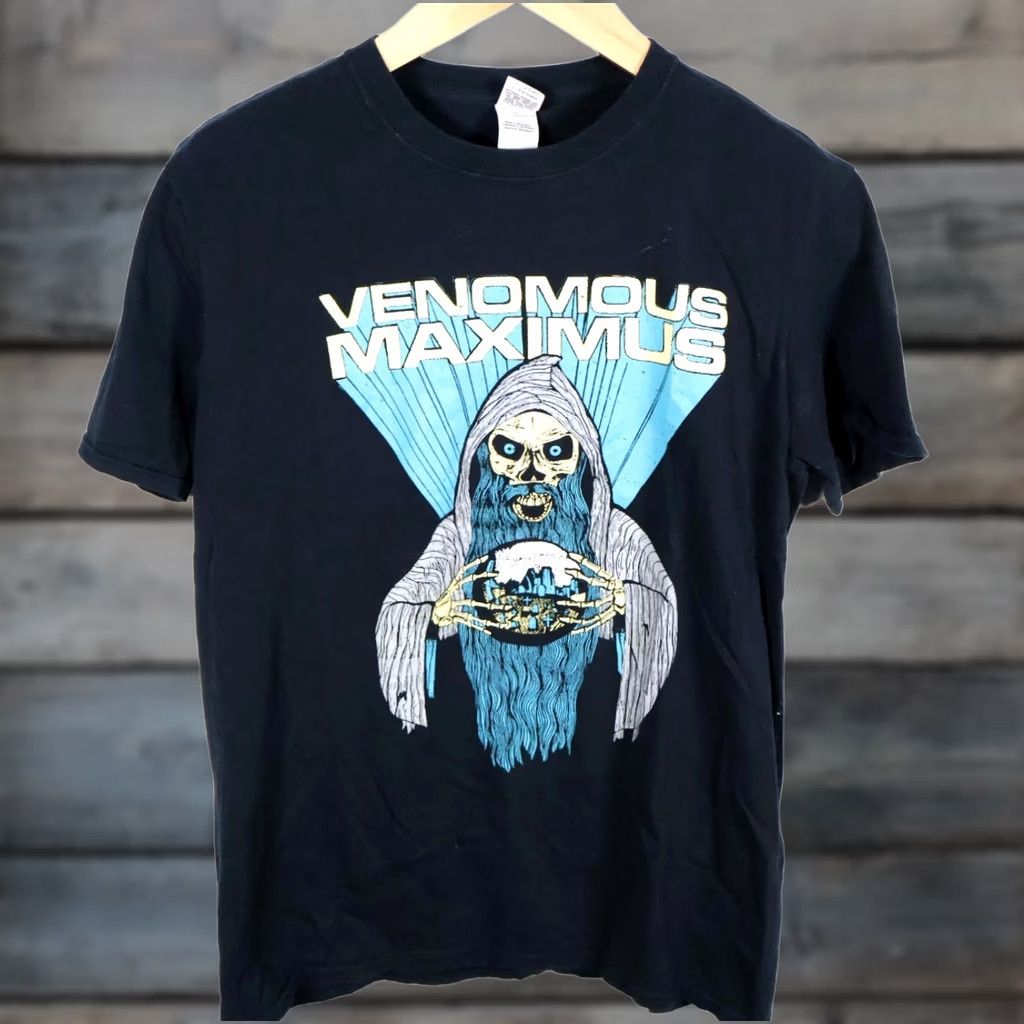 Gildan Venomous Maximus T-Shirt Black Cotton Skull Wizard Print Gildan Adult Large Men Vintage? Size US L / EU 52-54 / 3 - 1 Thumbnail