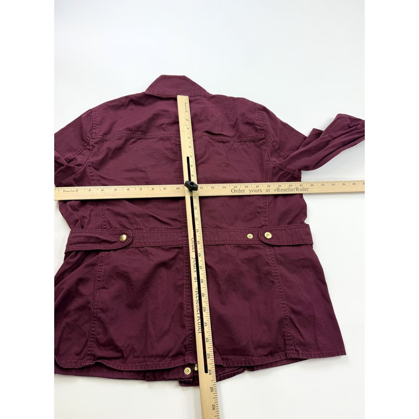 J.Crew J.Crew Jacket Womens Large Red Twill Military Utility Snap Front Pockets Size L / US 10 / IT 46 - 5 Thumbnail