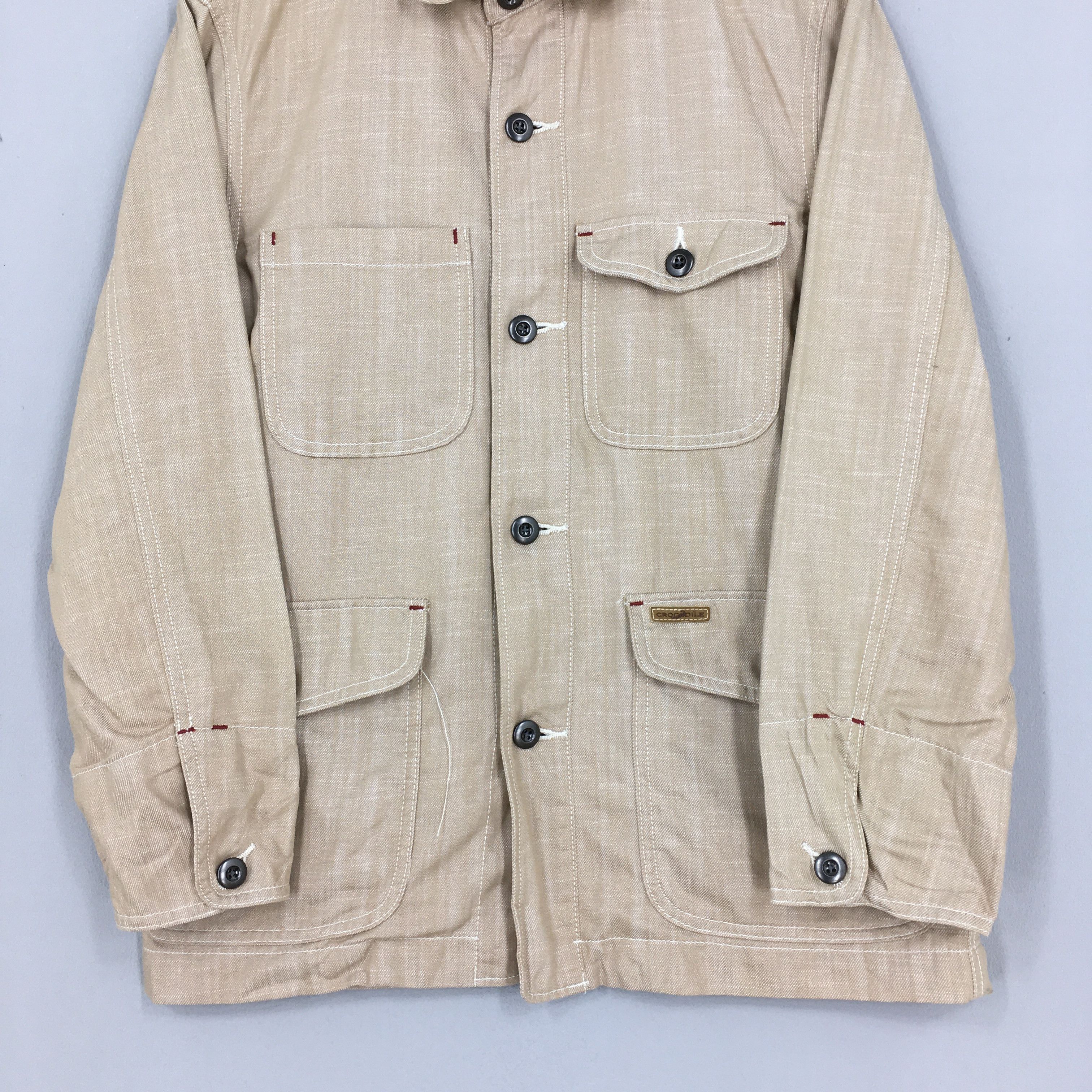 Lacoste Vintage 90s Crocodile Chore Denim Work Jacket Medium Size US M / EU 48-50 / 2 - 3 Thumbnail