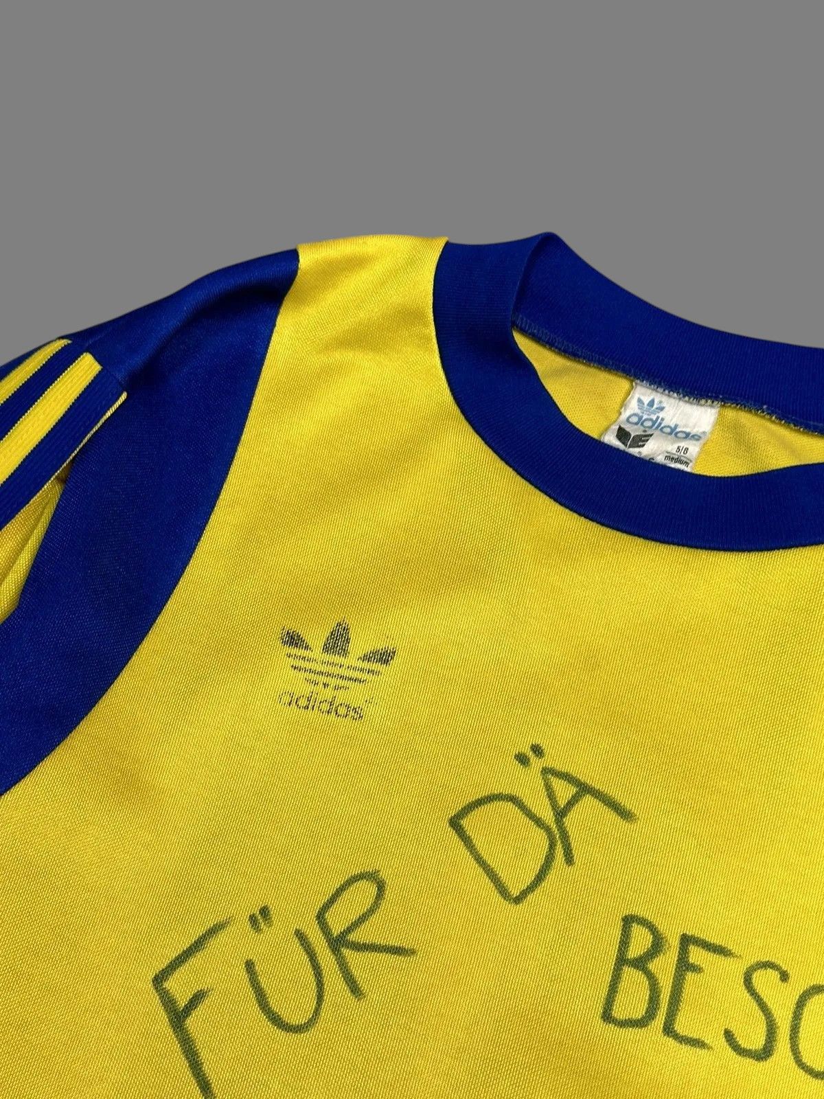 Vintage Adidas Retro 1990s Football Top Longsleeve Yellow Vintage Size US M / EU 48-50 / 2 - 5 Thumbnail
