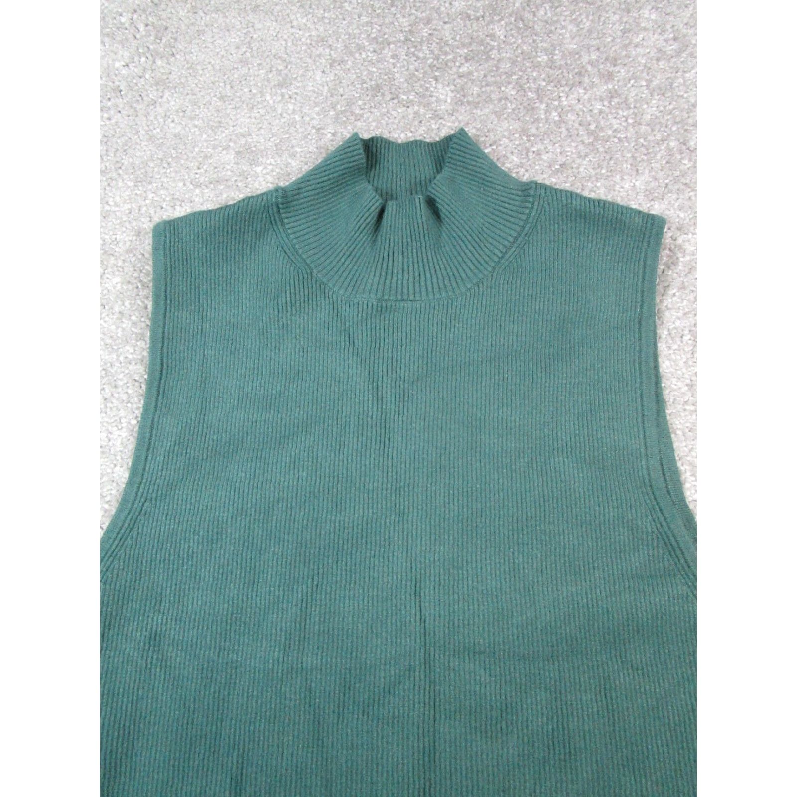 Madewell VINTAGE Madewell Tank Top Womens Large Green Knit Mock Neck Sleeveless Size L / US 10 / IT 46 - 2 Thumbnail
