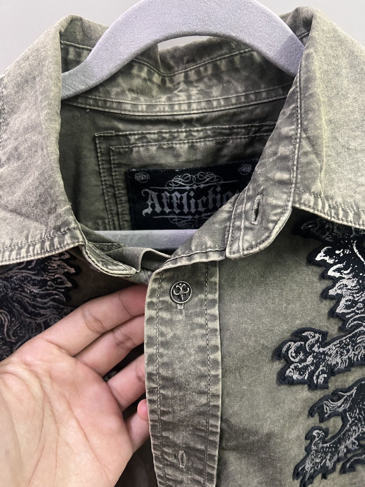 Affliction Insane Y2K Affliction Metallic Lions Button Up Shirt Size US S / EU 44-46 / 1 - 3 Thumbnail