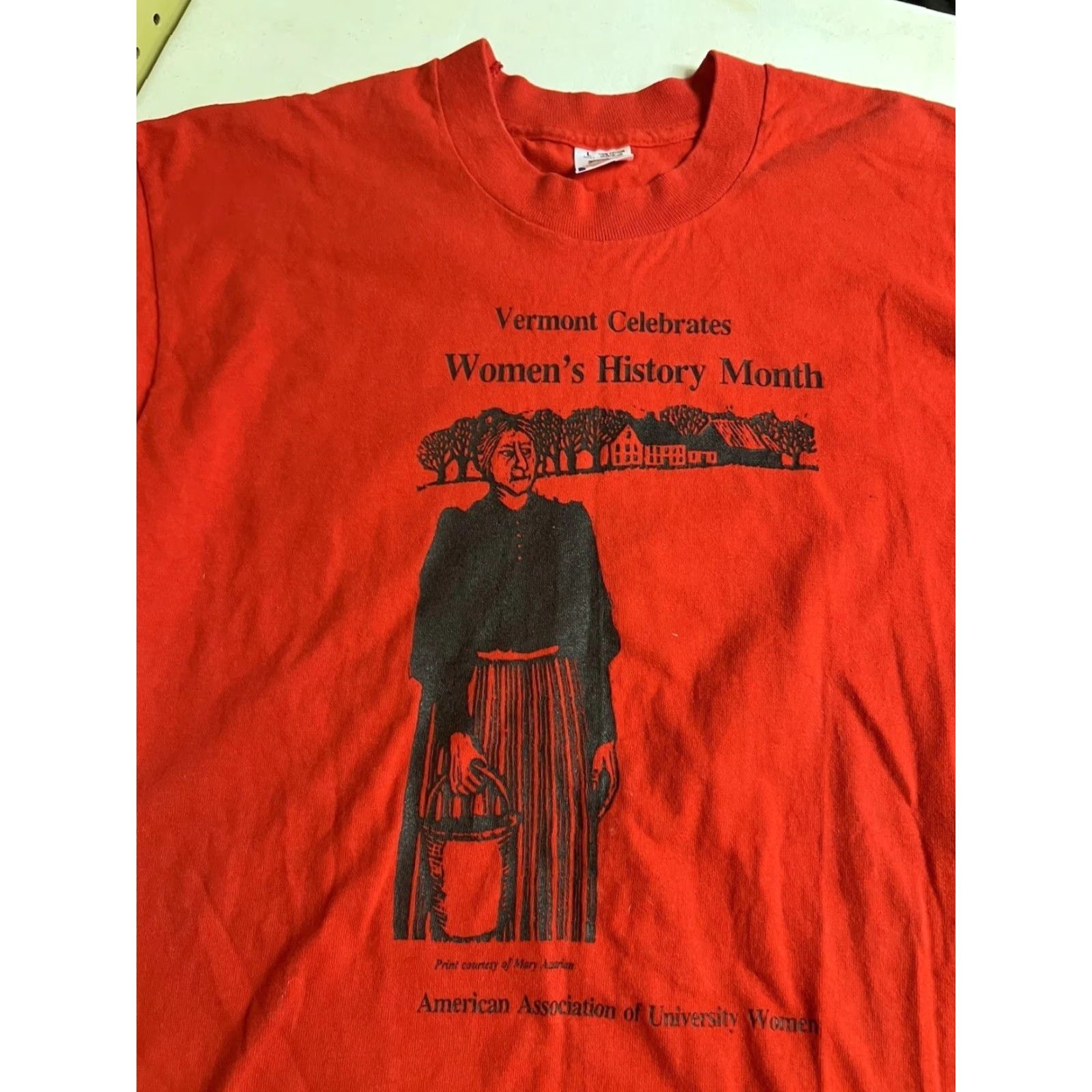 Fruit Of The Loom VINTAGE Vermont Celebrates women’s history month single stitch T-shirt L Red Men Cotton Crew Neck Stitch T-Shirt Size L / US 10 / IT 46 - 5 Thumbnail