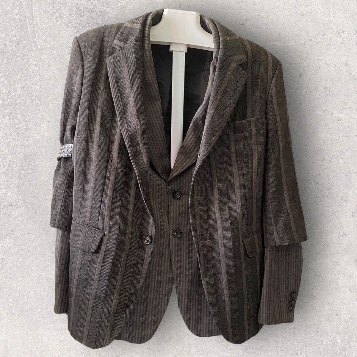 Comme des Garcons Vintage Fall00 Double Layer Blazer With Bondage Stud Strap Size M / US 6-8 / IT 42-44 - 2 Thumbnail