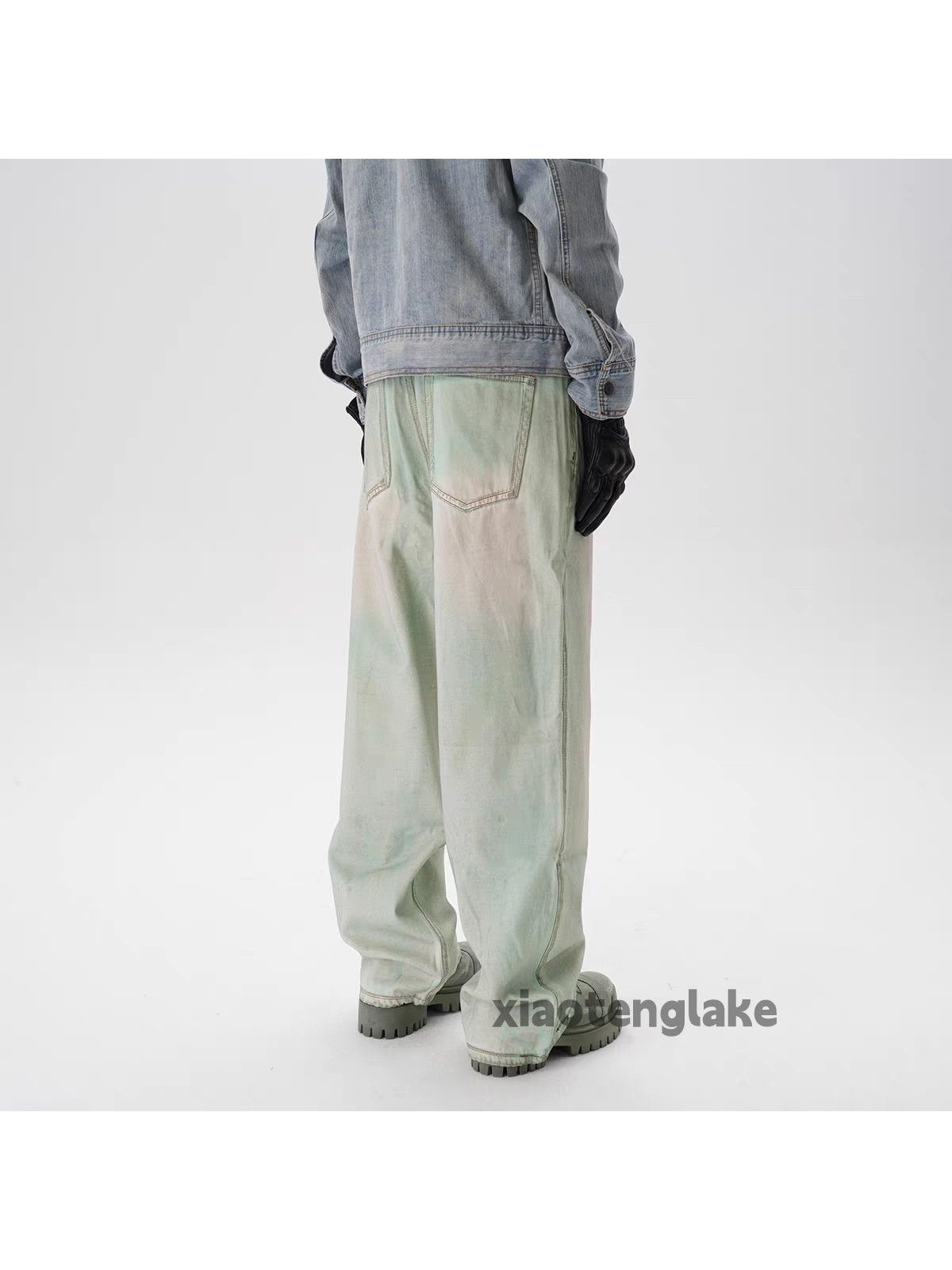 Jean Unisex washed faded loose baggy stain hiphop pants Size US 32 / EU 48 - 5 Thumbnail