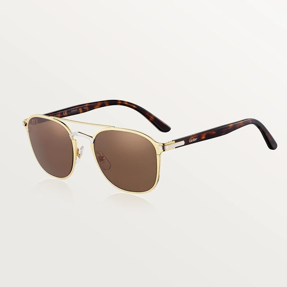 image of Cartier Ct0012S 002 Sunglasses in Brown, Men's