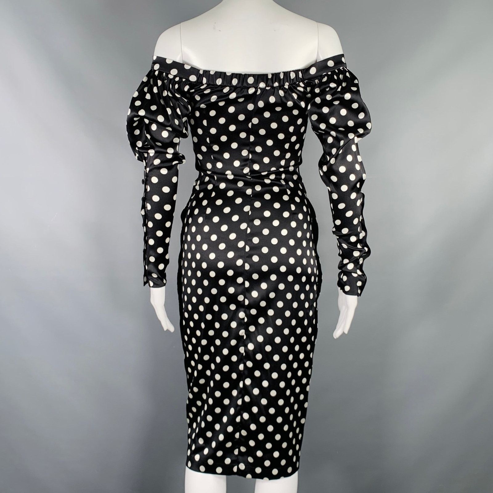 CAROLINE CONSTAS Size XS Black White Silk Blend Polka Dot Long Sleeve Dress Size XS / US 0-2 / IT 36-38 - 5 Thumbnail