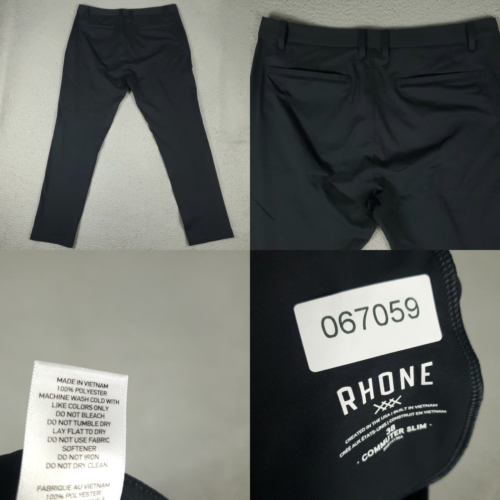 Rhone Rhone Pants Mens 38x32 Black Chino Flat Front Slim Straight Regular Size US 38 / EU 54 - 8 Thumbnail