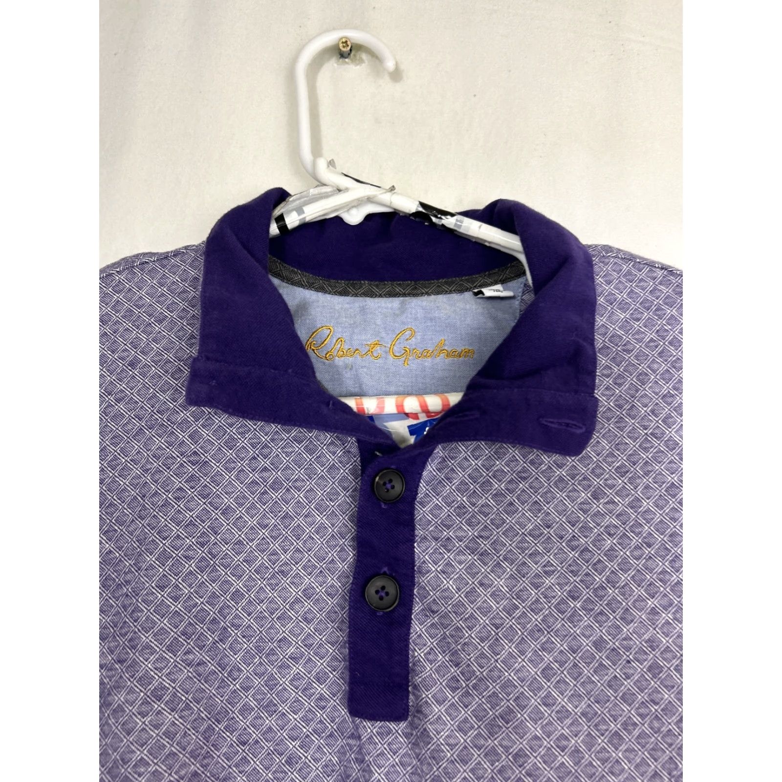 Robert Graham Robert Graham Mens Polo Long Sleeve Shirt Classic Fit Geometric Purple M Size US M / EU 48-50 / 2 - 3 Thumbnail