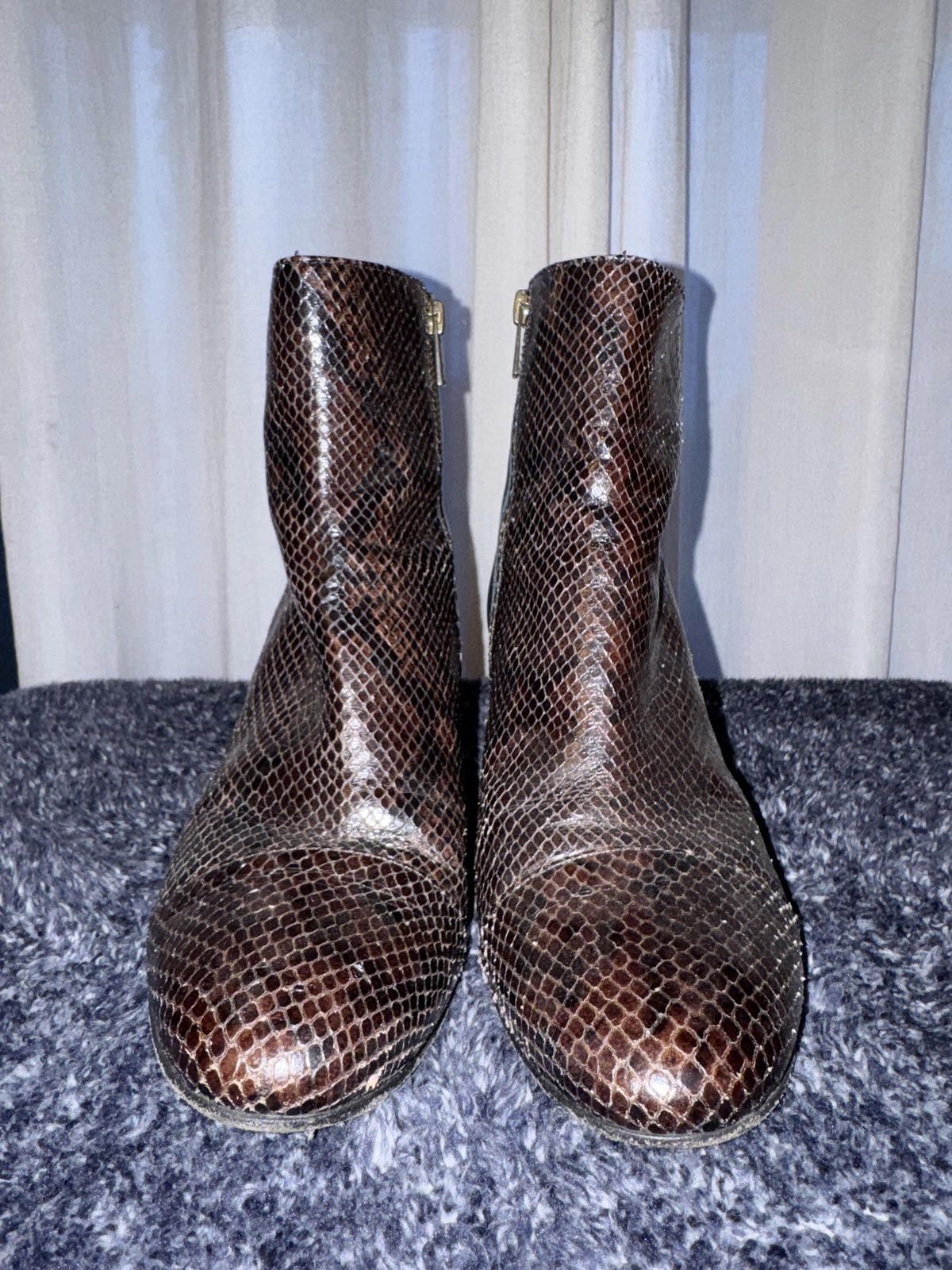 Zadig & Voltaire Zadig & Voltaire Snake Print Leather Ankle Boots Size US 7.5 / IT 37.5 - 1 Thumbnail