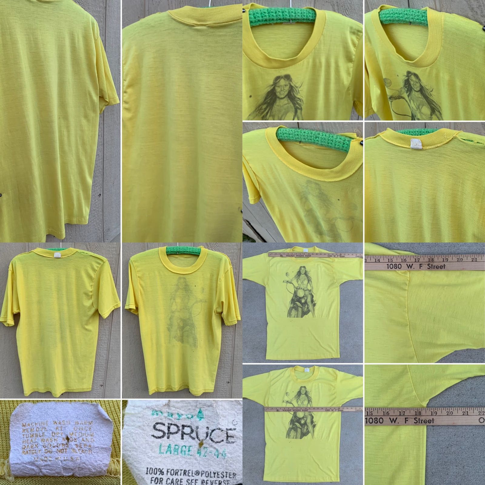Vintage VINTAGE Mayo Spruce T-Shirt Men L Yellow 70s 80s Biker Motorcycle John Banuelos #5 Size US L / EU 52-54 / 3 - 8 Thumbnail