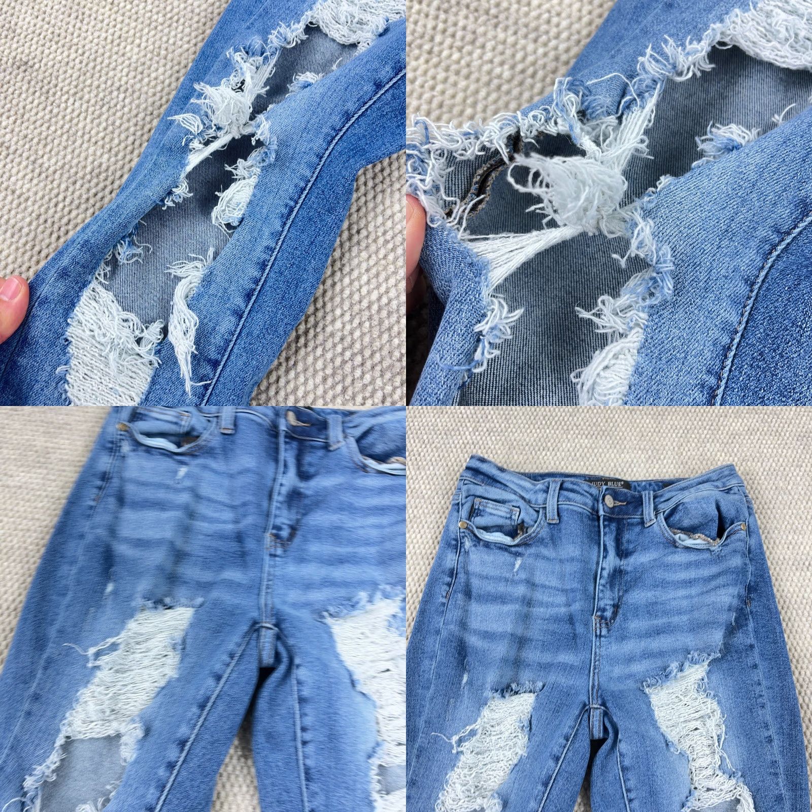 Vintage Judy Blue Jeans Women 9 29 Straight Fit Blue Distressed Distressed High Rise Jeans Regular Waist Non-Vintage Vintage: No Size 29" - 8 Thumbnail