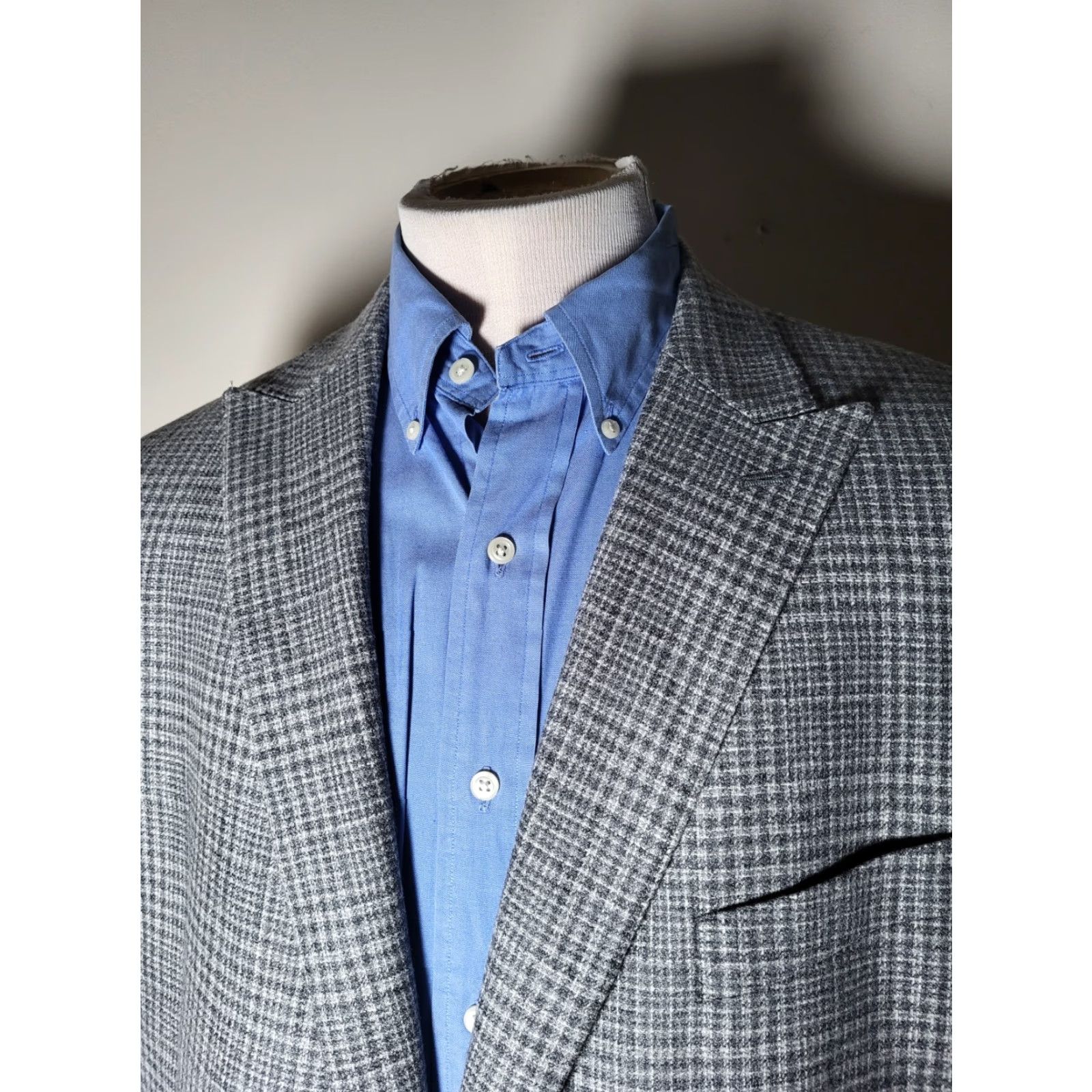 Joseph Abboud Joseph Abboud Sport Coat Men 48R Gray Check Wool Peak Lapel Jacket Blazer Size 48R - 2 Thumbnail