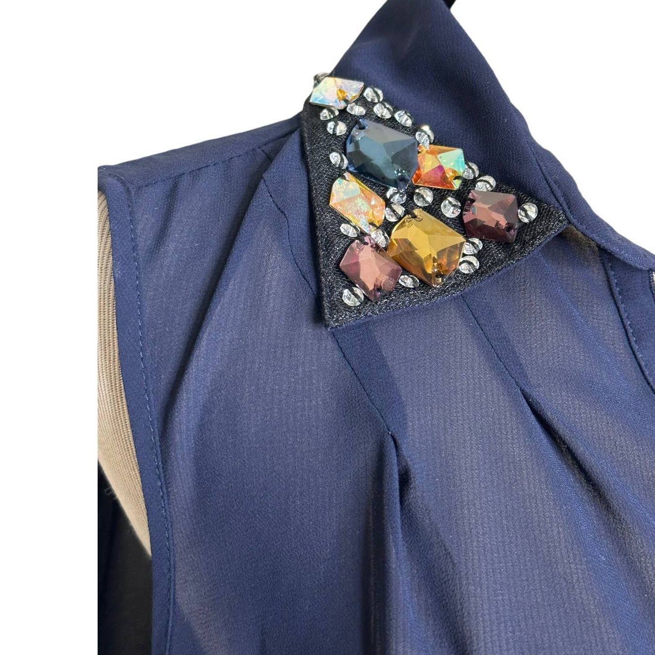 AQUA Aqua blue jeweled collared sleeveless blouse size Small Size S / US 4 / IT 40 - 7 Thumbnail