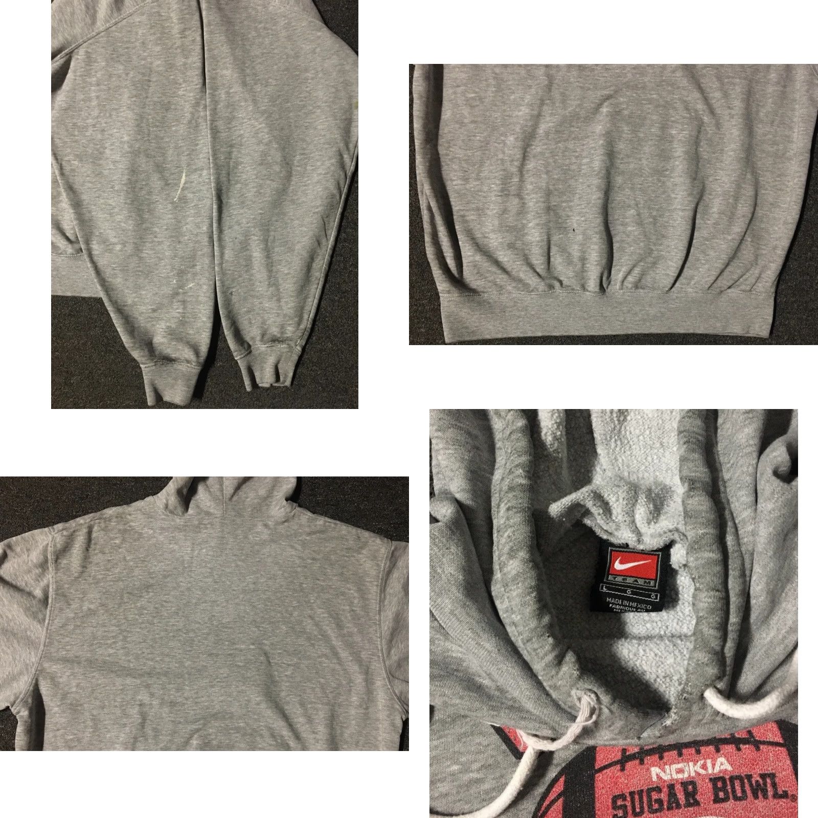 Travis Scott VINTAGE Nike Center Swoosh Georgia Football Hoodie L Gray 90s Grunge Sugar Bowl Men Large Football USA College Retro Sport Mens Size US L / EU 52-54 / 3 - 8 Thumbnail
