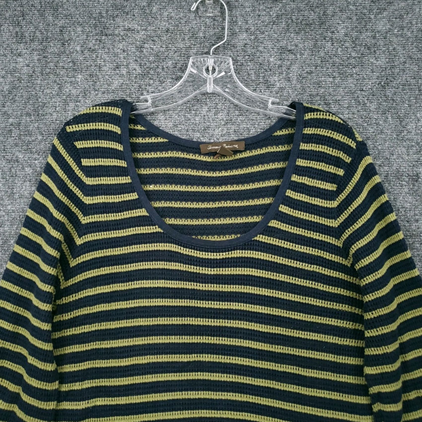Tommy Bahama Tommy Bahama Sweater Womens L Large Green Striped Open Knit Long Sleeve Pullover Size L / US 10 / IT 46 - 3 Thumbnail