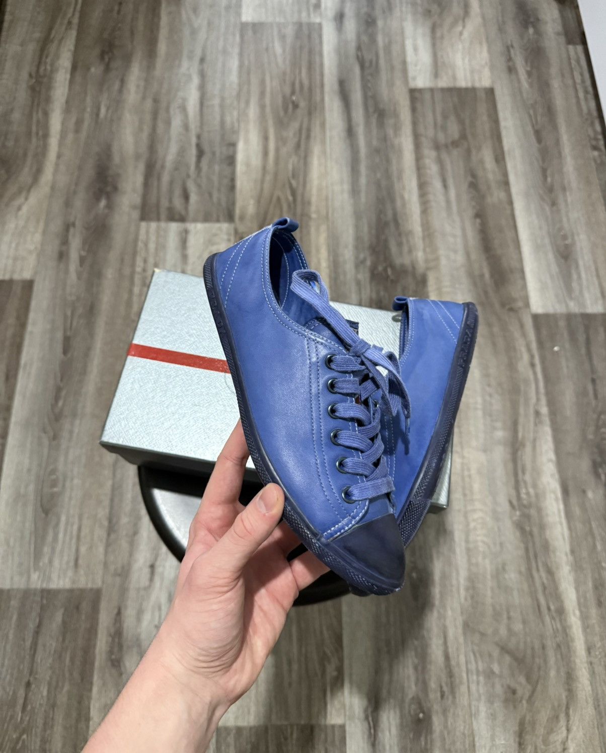 Prada NEW PRADA LEATHER SNEAKERS LOW-TOP BLUE RARE CHANGE COLOR Size US 8 / IT 38 - 5 Thumbnail